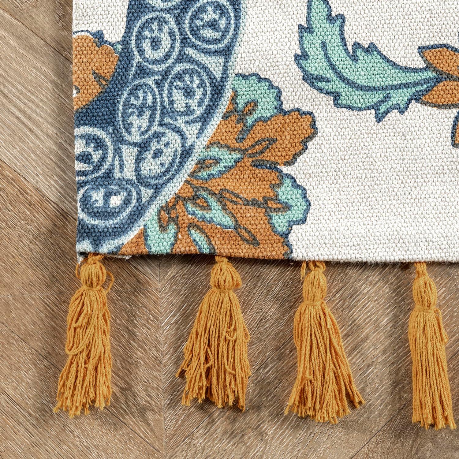 Thomas Paul Thomas Paul Octopus Tasseled Blue/Yellow Area Rug