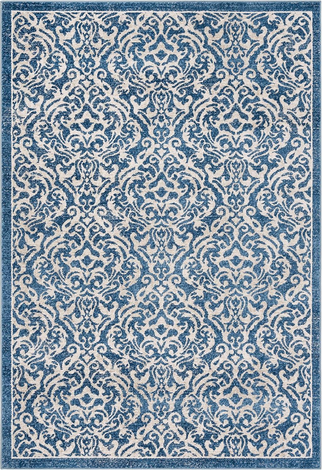 SAFAVIEH Brentwood Dilara Damask Area Rug, 4' x 6', Navy/Cream