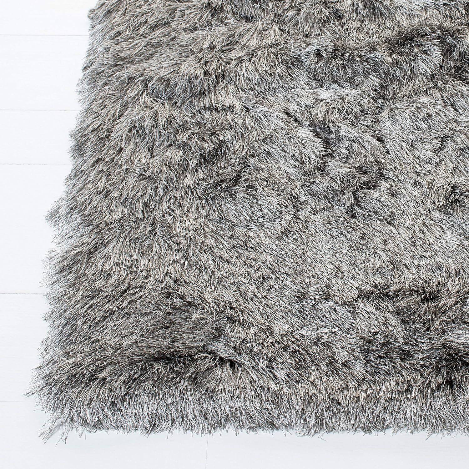 SAFAVIEH Paris Darwin Plush Polyester Shag Area Rug, Silver, 10' x 14'