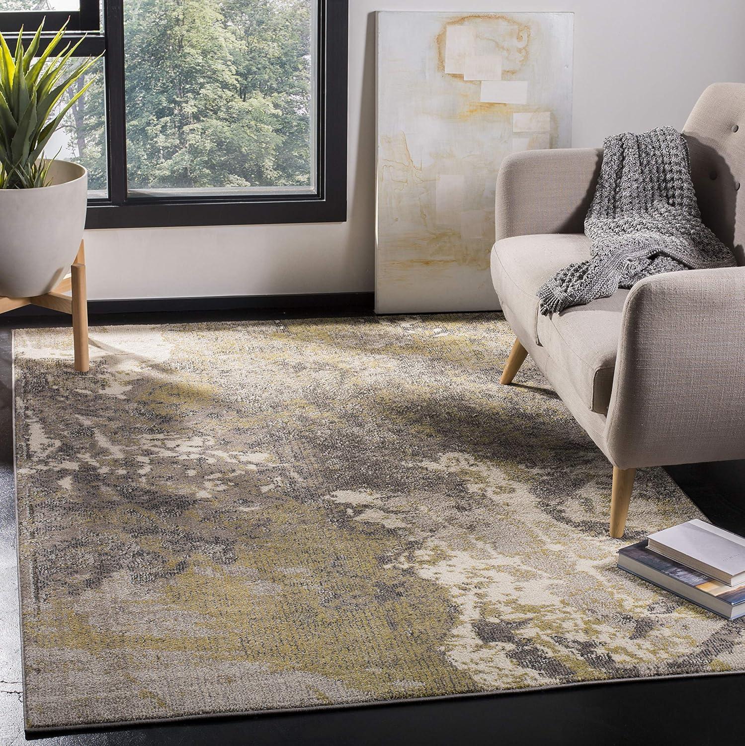 SAFAVIEH Monaco Phoebe Abstract Area Rug, Ivory/Grey, 4' x 5'7"