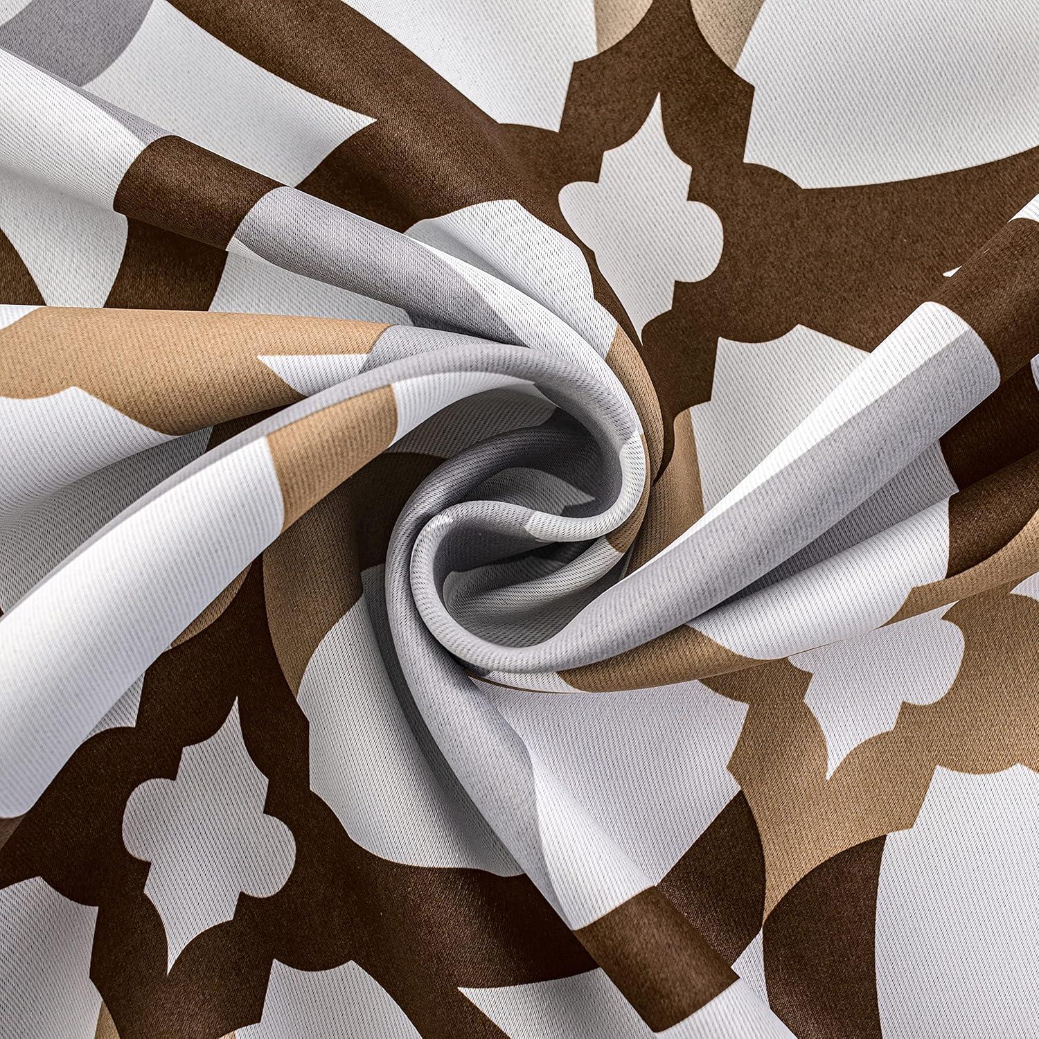 DriftAway Alexander Spiral Geo Trellis Pattern Window Curtain Valance Rod Pocket 52" x 18" Plus 2" Header, Brown, 1 Pack