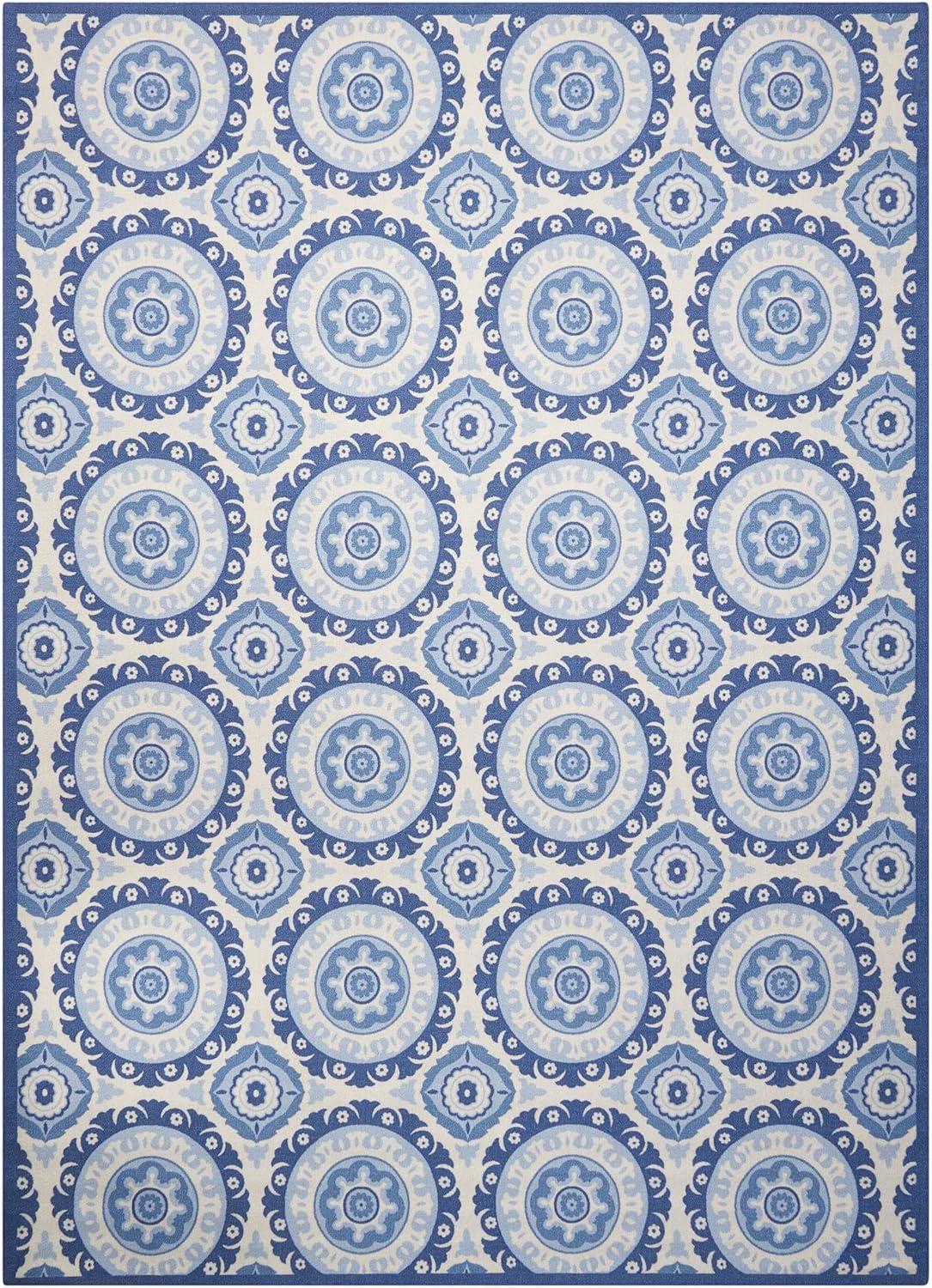 Elysian Navy Medallion Tufted 5'3" x 7'5" Synthetic Area Rug