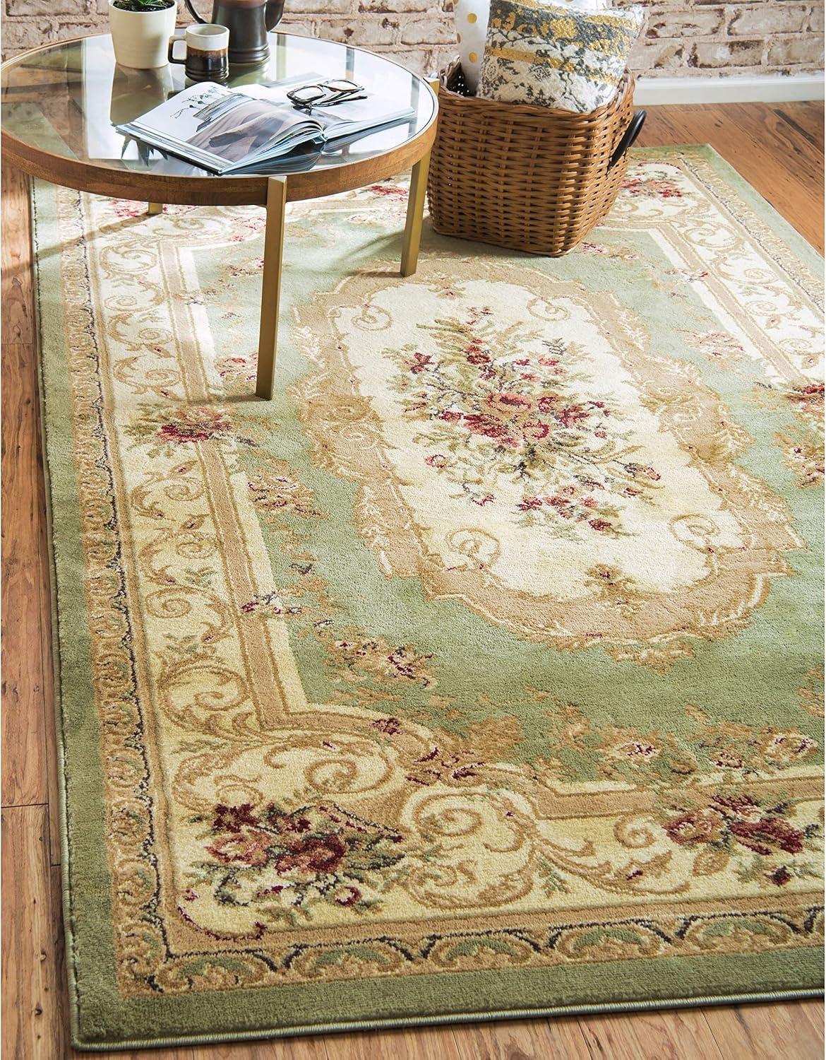 Burgundy and Beige Floral Synthetic 4' x 6' Area Rug