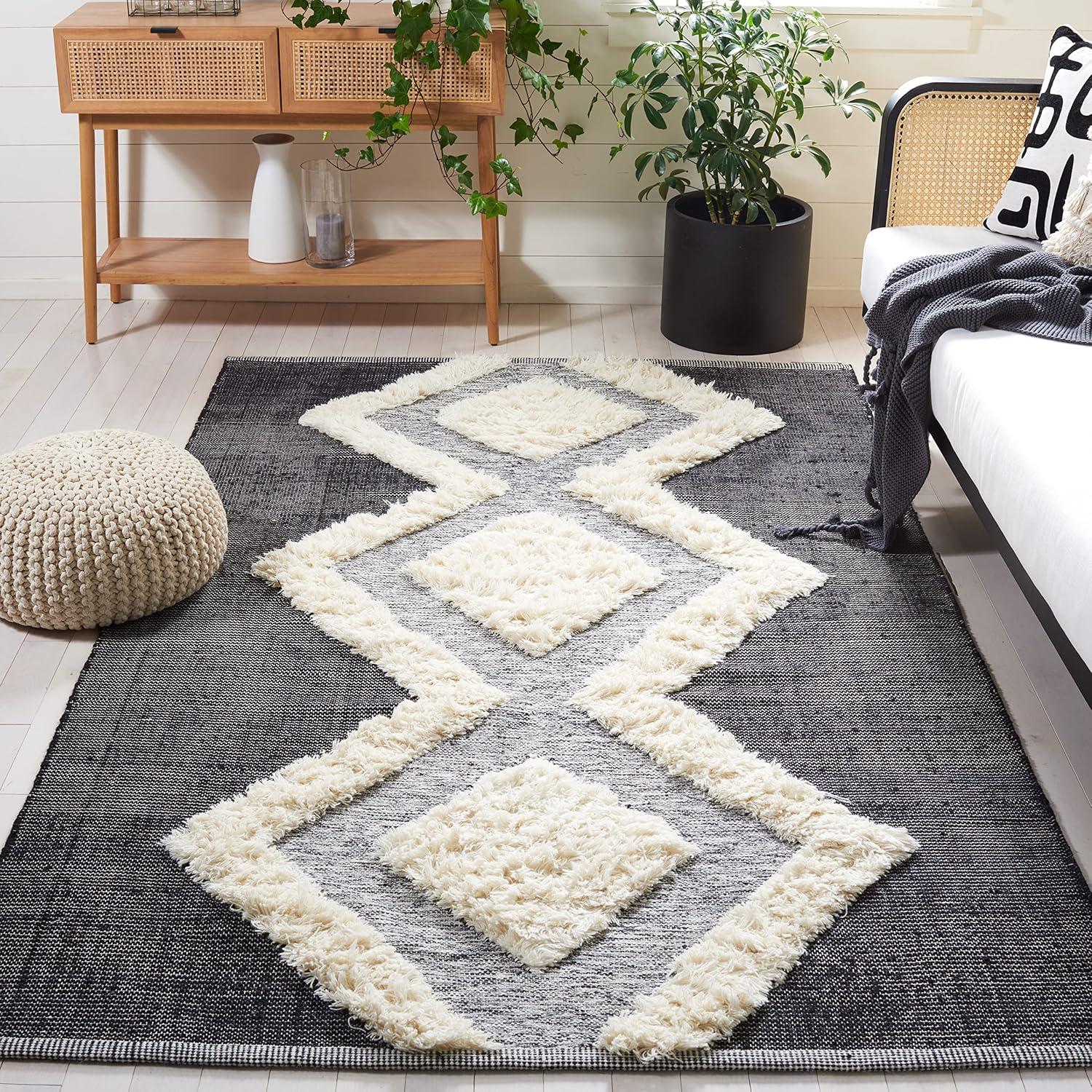 Foundry Select Adamsiii Hand Loomed Wool/Cotton Southwestern Rug in Ivory/Black