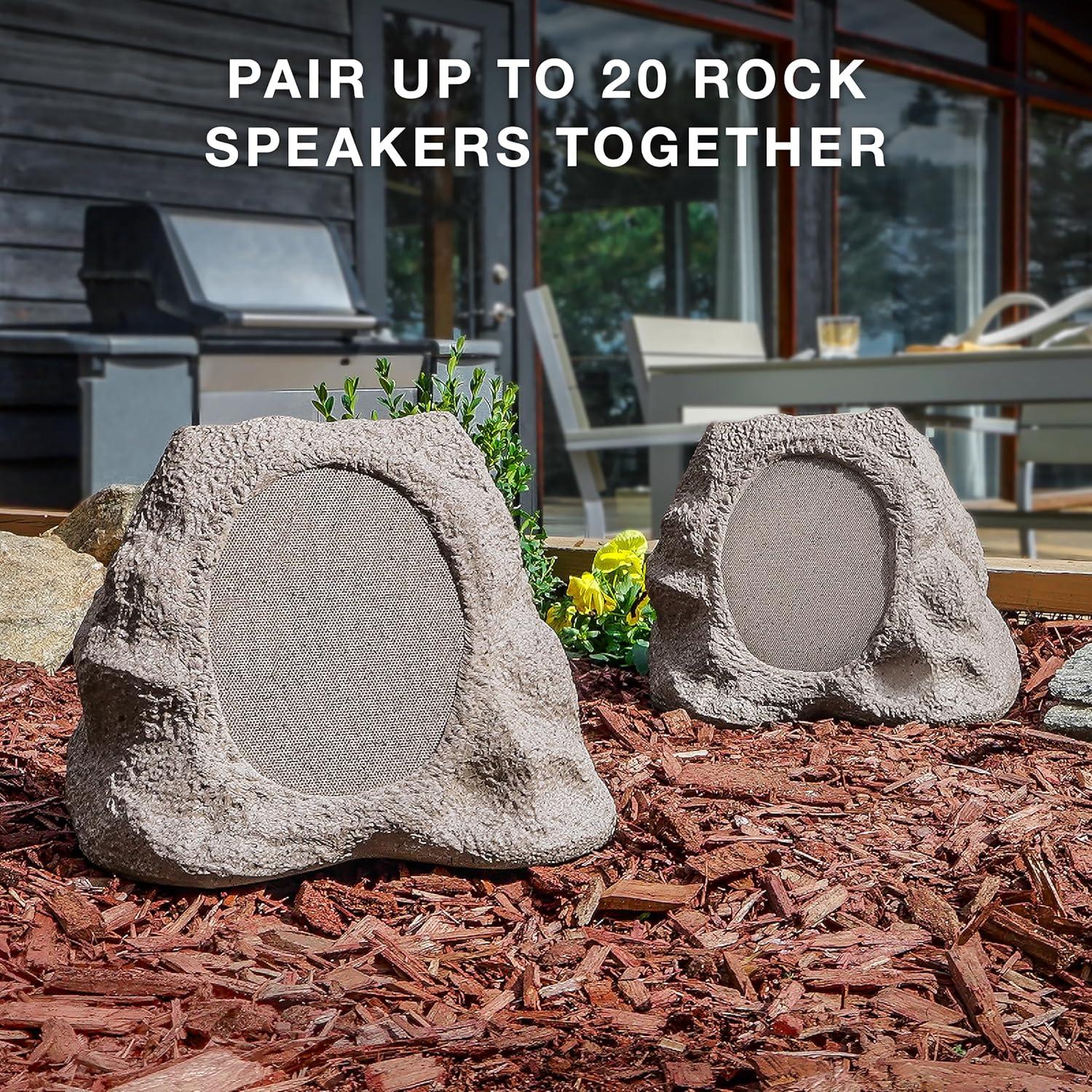 Victrola Rock Speaker Connect Bluetooth Outdoor Speaker with Solar Charging - Each (Stone)