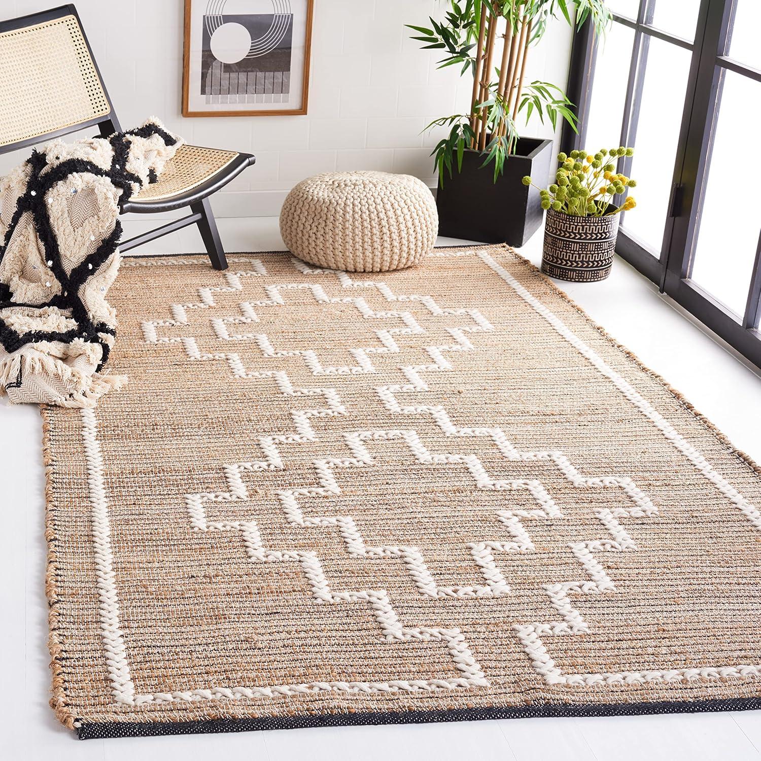 Derosier Natural Fiber Hand Woven Jute Geometric Rug