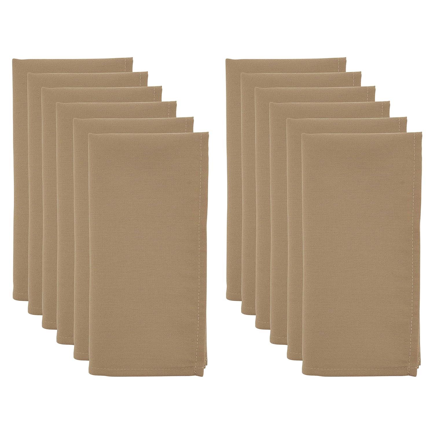 Saro Lifestyle Everyday Cloth Table Napkins (Set of 12), Cappucino, 20" x 20"