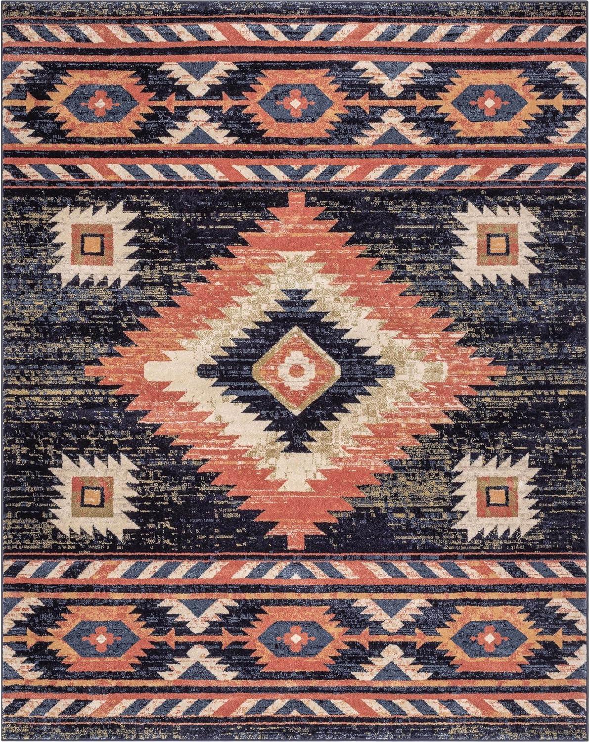 Lorelee Moroccan Southwestern Blue Beige Area Rug