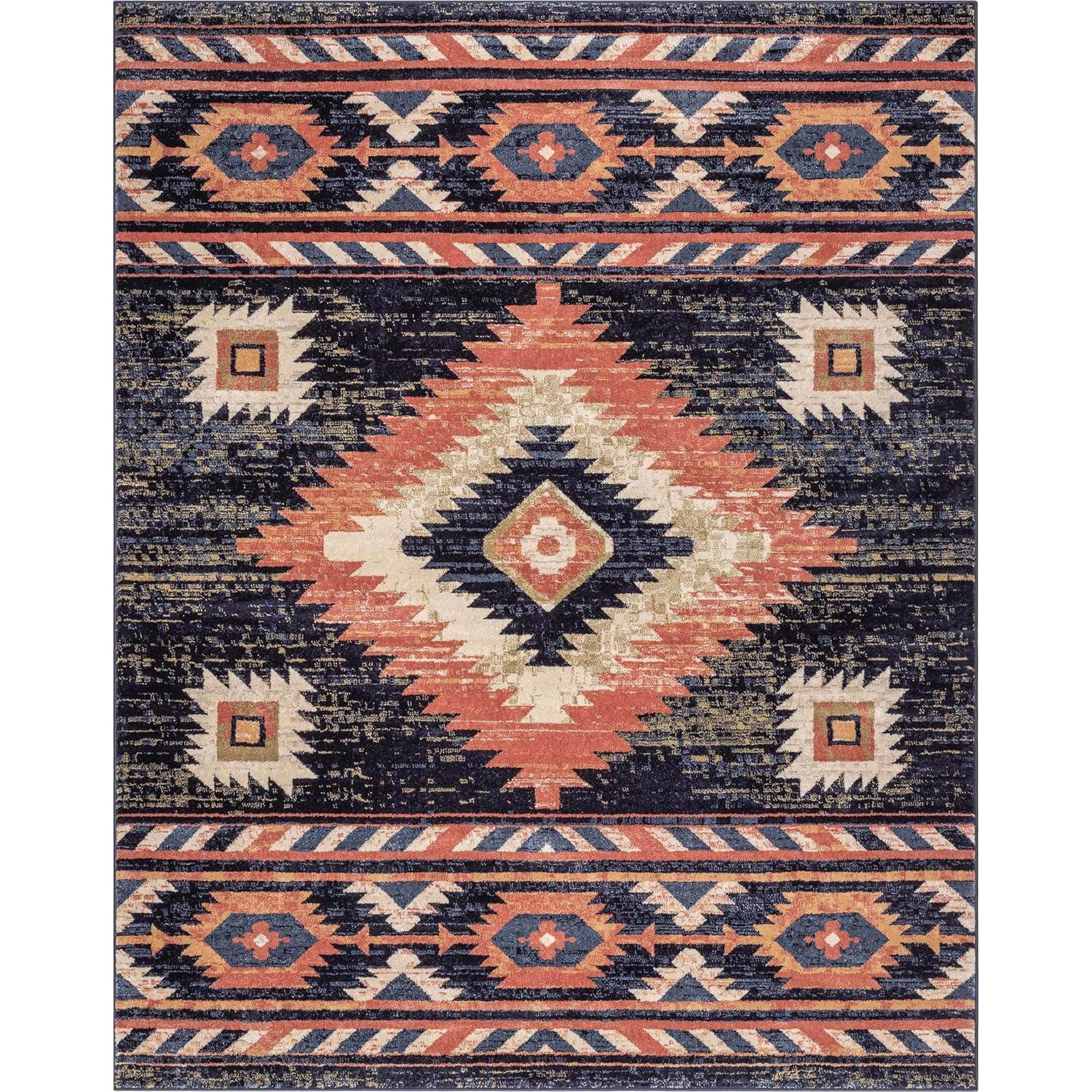 Lorelee Moroccan Southwestern Blue Beige Area Rug