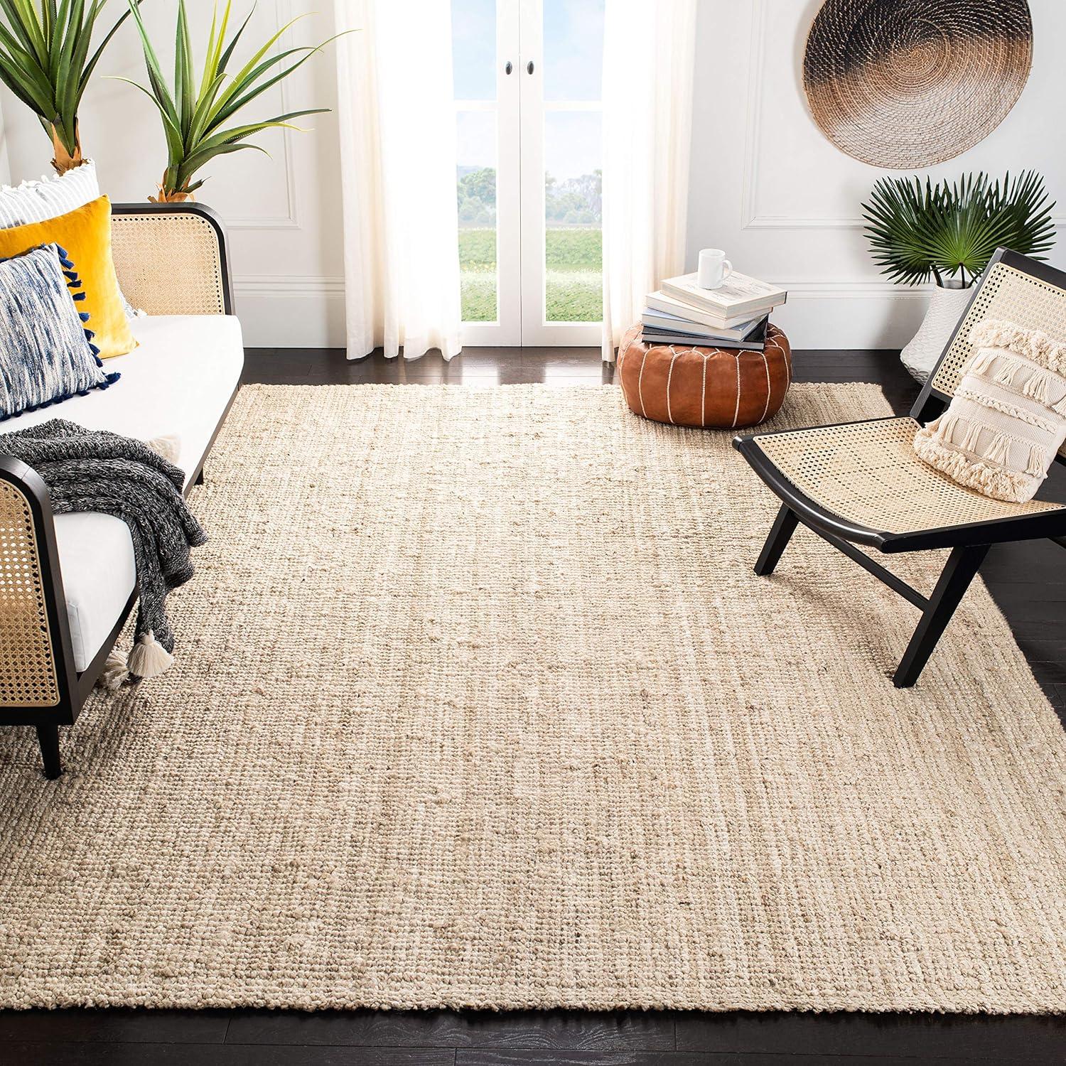 Debroh Natural Fiber Hand Woven Jute Solid Color Rug