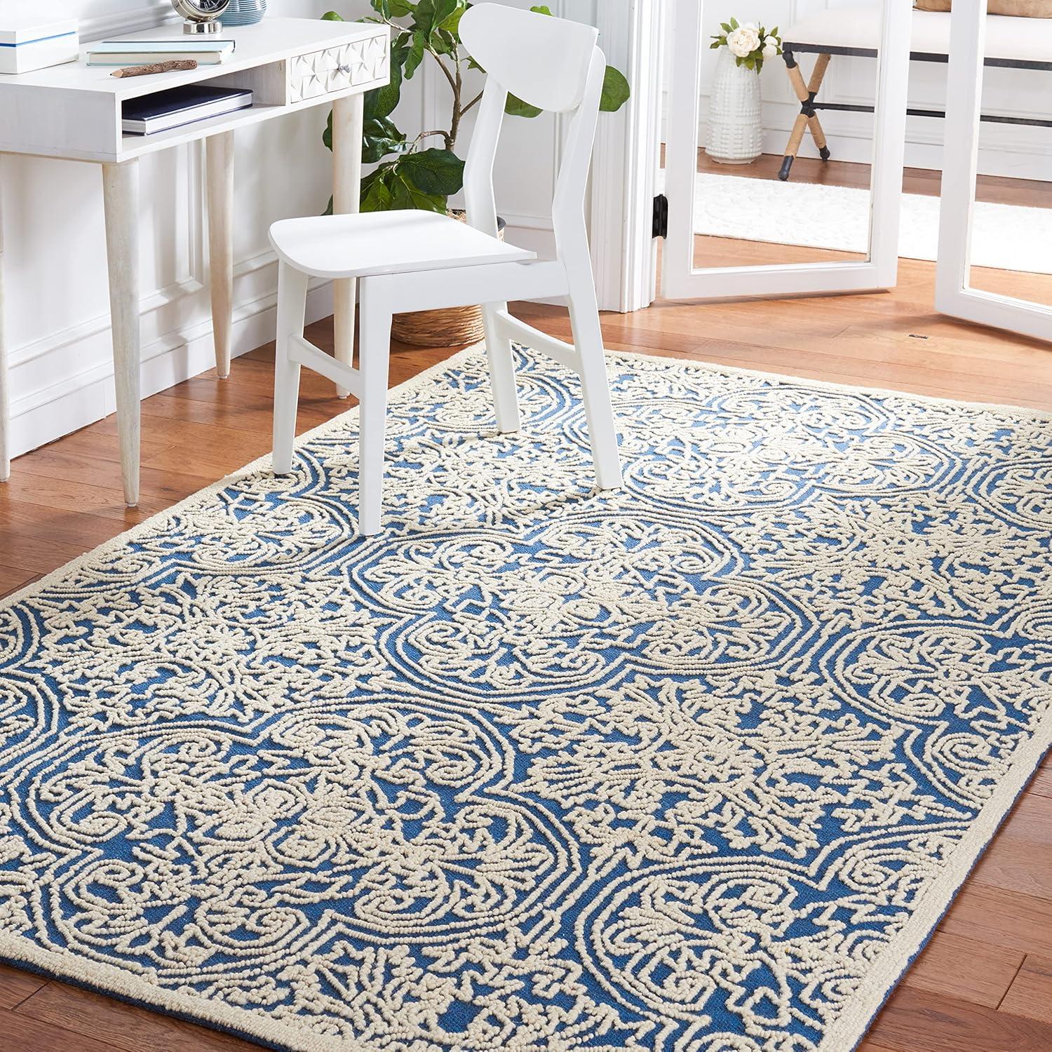 Trace TRC101 Hand Tufted Indoor Accent Rug - Blue/Ivory - 3'x5' - Safavieh
