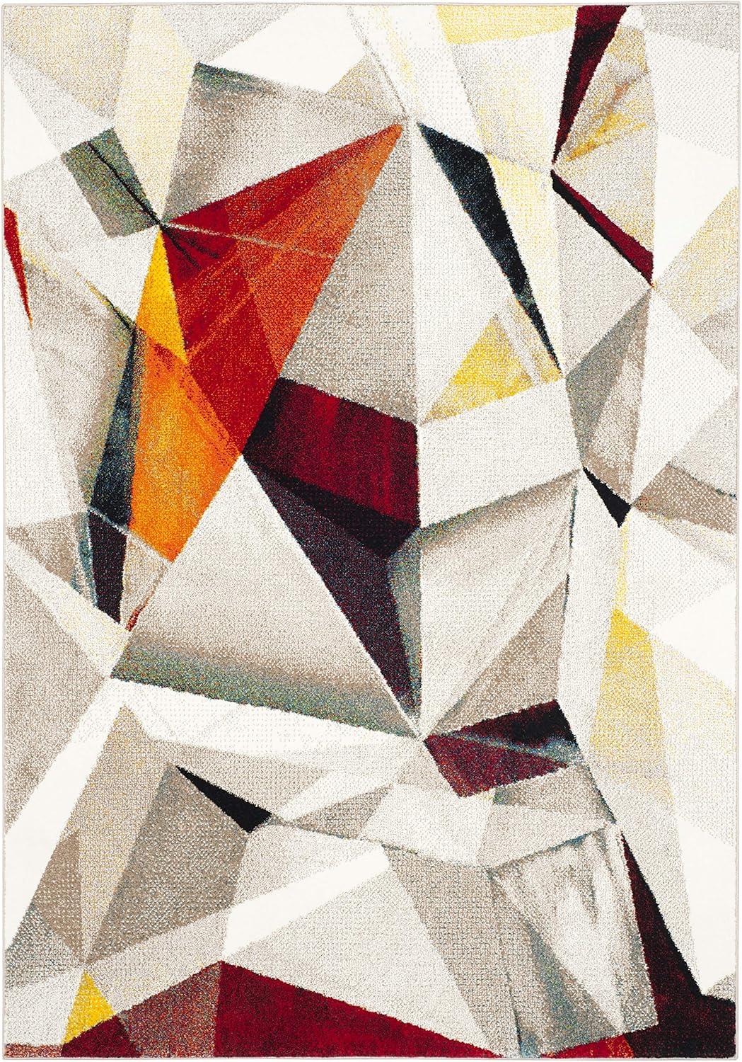 Porcello PRL6940 Power Loomed Indoor Area Rug - 9'x12' - Light Grey/Orange - Safavieh