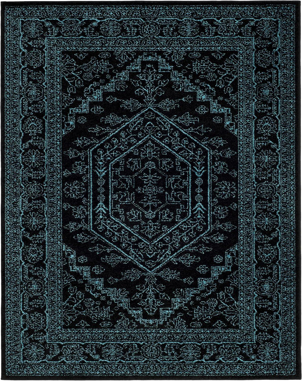 Adirondack ADR108 Power Loomed Area Rug - Black/Teal - 8'x10' - Safavieh.