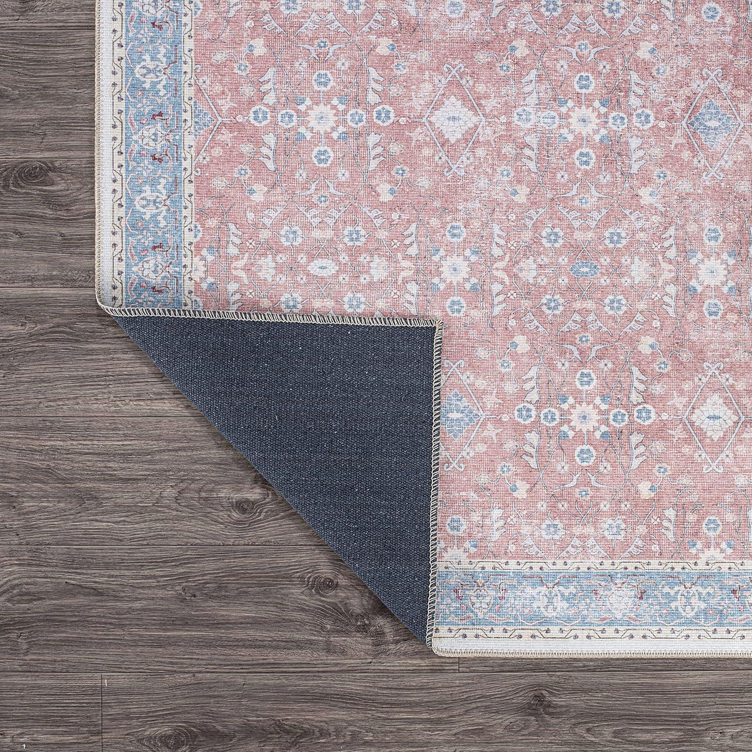 Rugshop Transitional Bordered Floral Stain Resistant Flat Weave Eco Friendly Premium Recycled Machine Washable Area Rug 3'3"x5' Rust