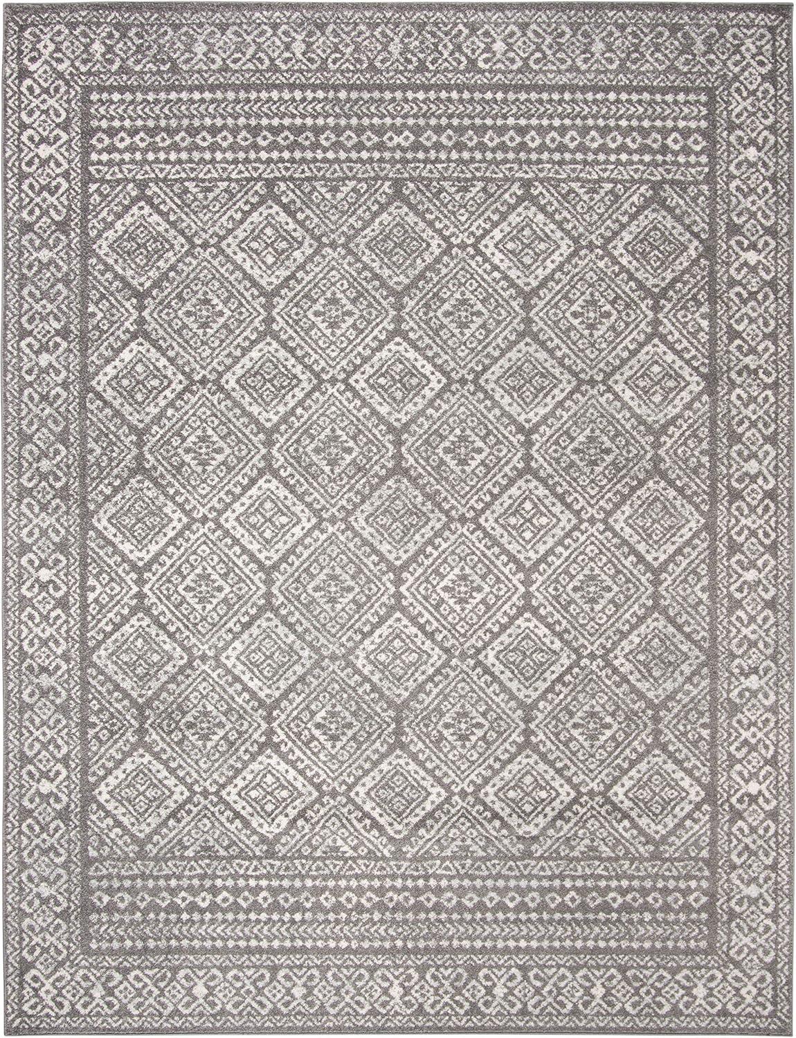 SAFAVIEH Tulum Ophelia Bordered Geometric Area Rug, 12' x 15', Dark Grey/Ivory