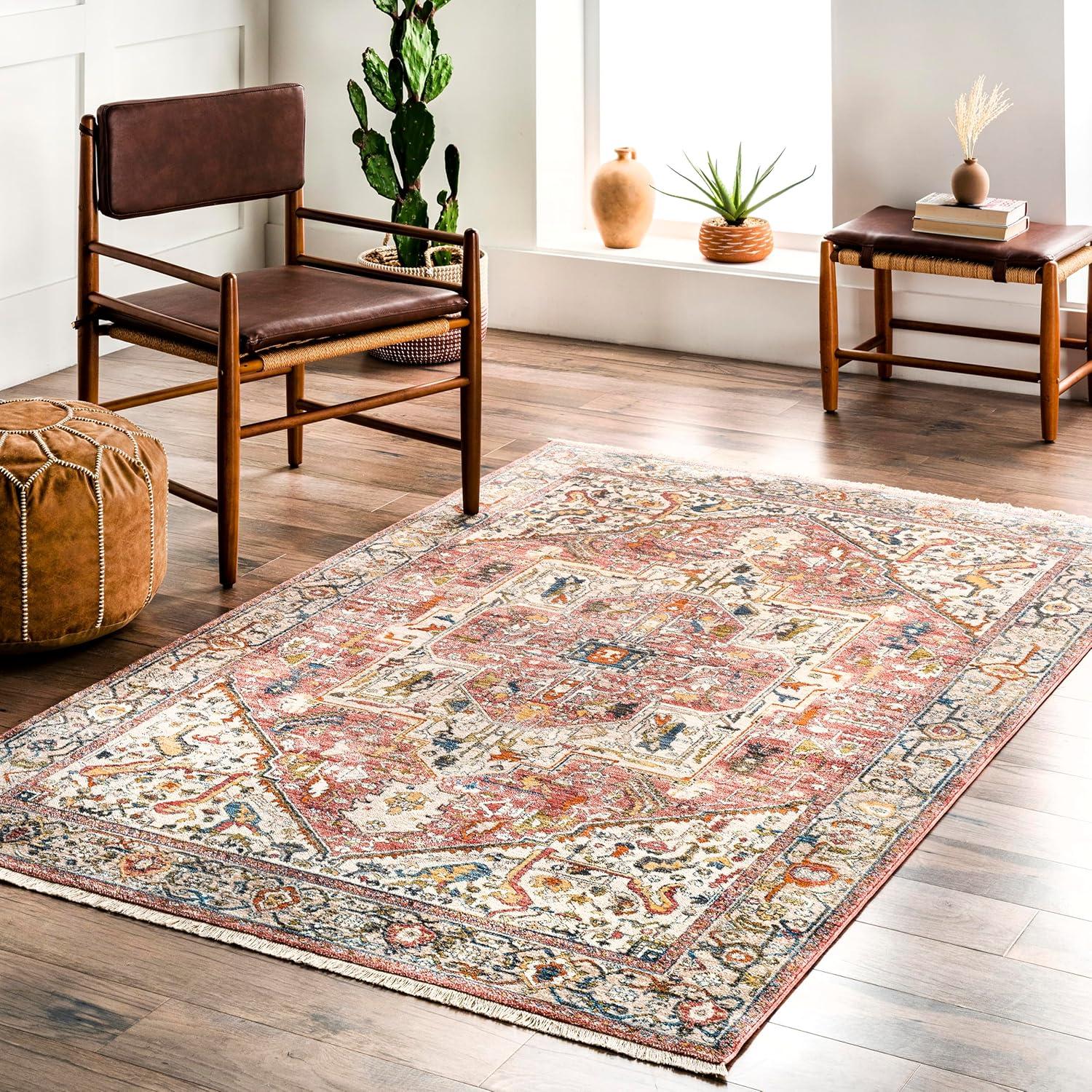 Nuloom Harriet Oriental/Persian 2x3 Accent Indoor Area Rug for Living Room Bedroom Dining Room Entryway Kitchen, Orange/Multicolor