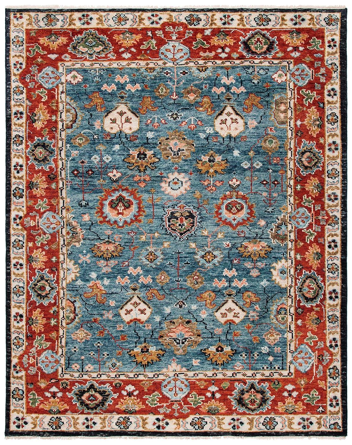 Samarkand SRK117 Hand Knotted Area Rug - Blue/Red - 6'x9' - Safavieh.