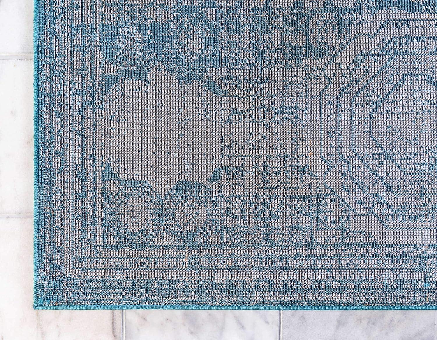 Turquoise Tranquility 9' x 12' Synthetic Easy-Care Area Rug