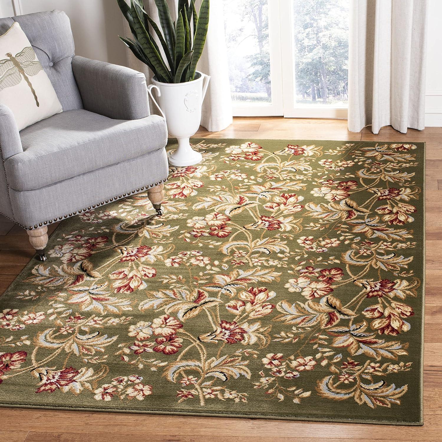 Elegant Blue Floral Hand-Knotted 39" Synthetic Area Rug