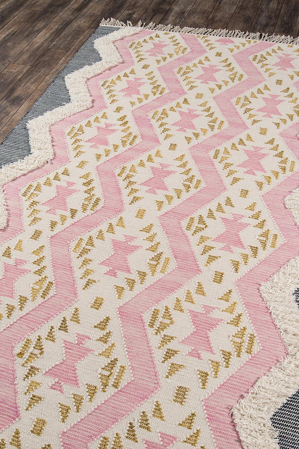 Momeni Novogratz by Momeni Indio Beverly Wool Hand Made Area Rug Pink 5' X 7'