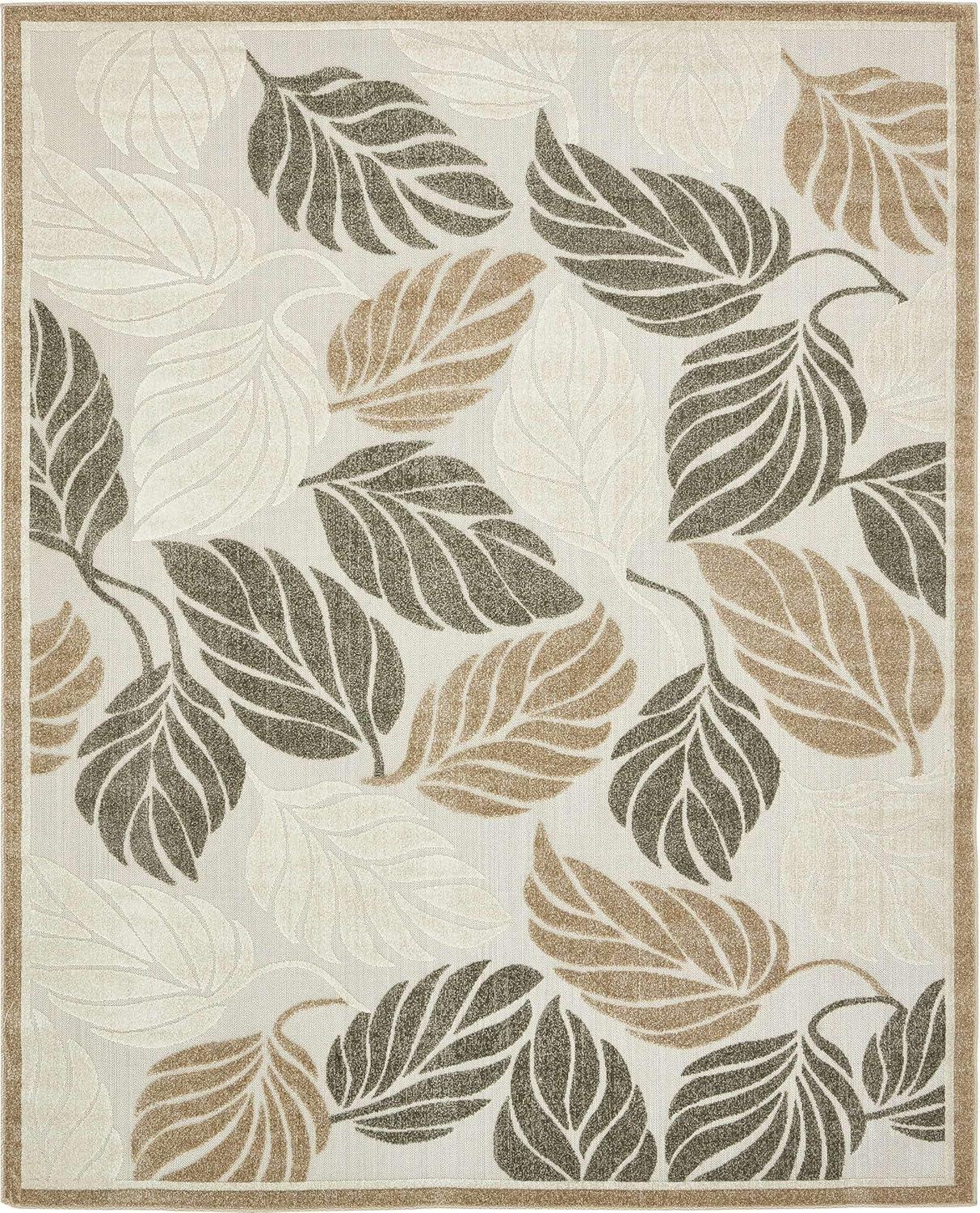 Unique Loom 8' 0 x 10' 0 Gray Outdoor Botanical Augusta Area Rug