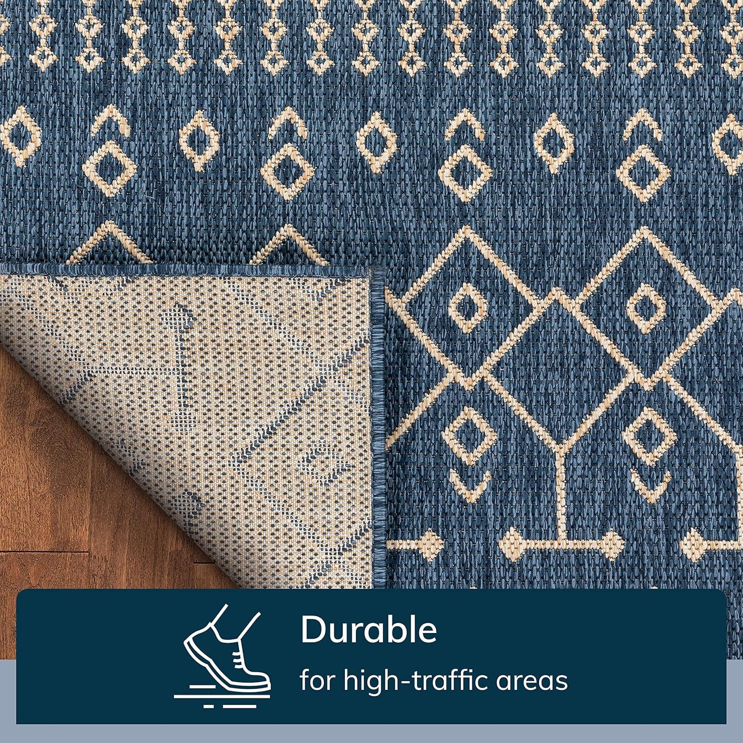 Marshanna Nord Trellis Blue Indoor/Outdoor Flat-Weave Area Rug