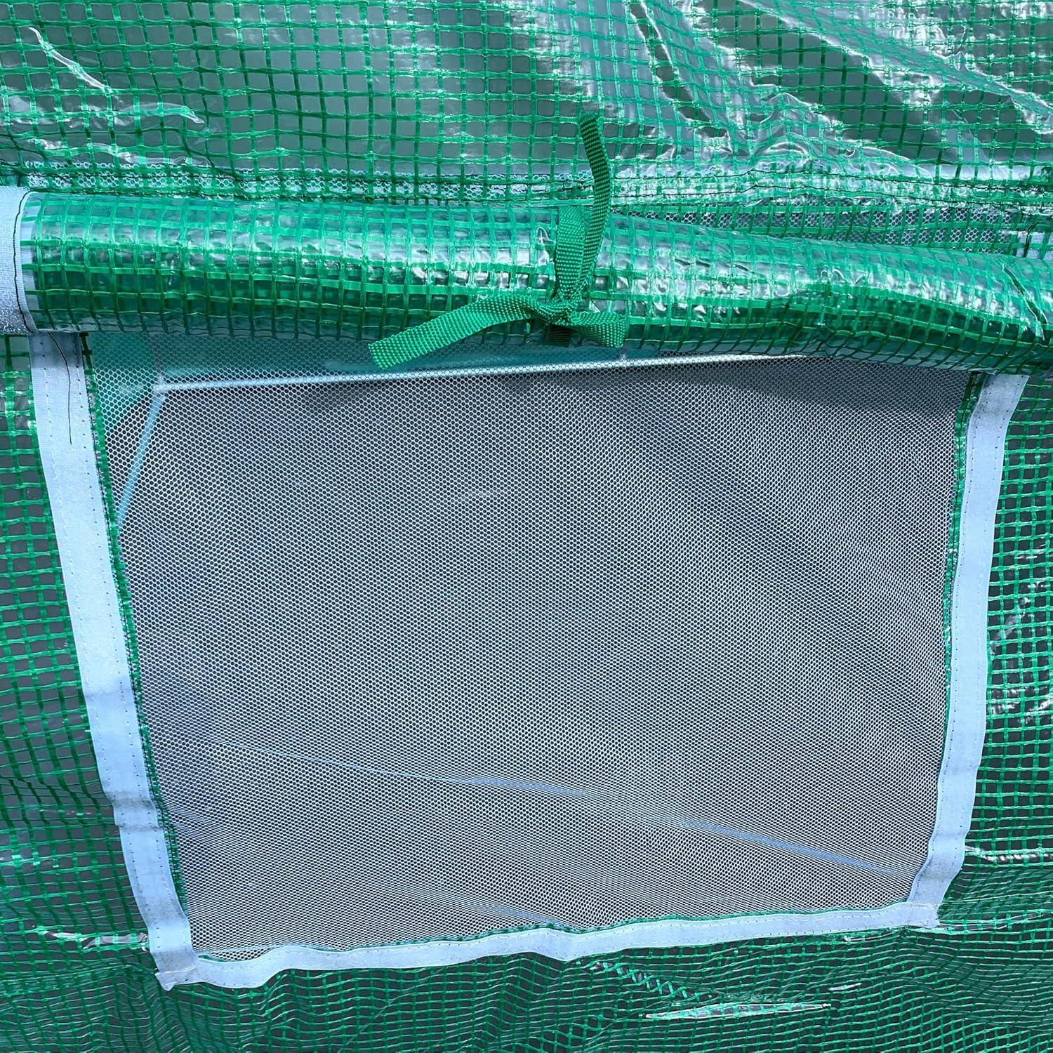 Outsunny 10' x 10' x 6.5' Walk-in Tunnel Hoop Greenhouse, Polyethylene PE Cover, Steel Frame, Roll-Up Zipper Door & Windows for Flowers, Vegetables