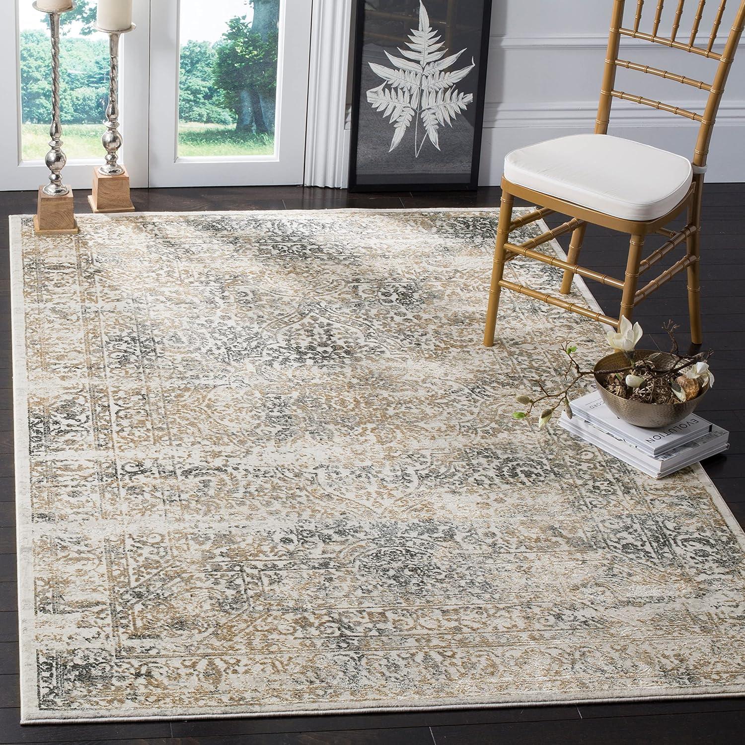 Princeton PRN711 Power Loomed Indoor Runner Rug - 2'x10' - Grey/Beige - Safavieh