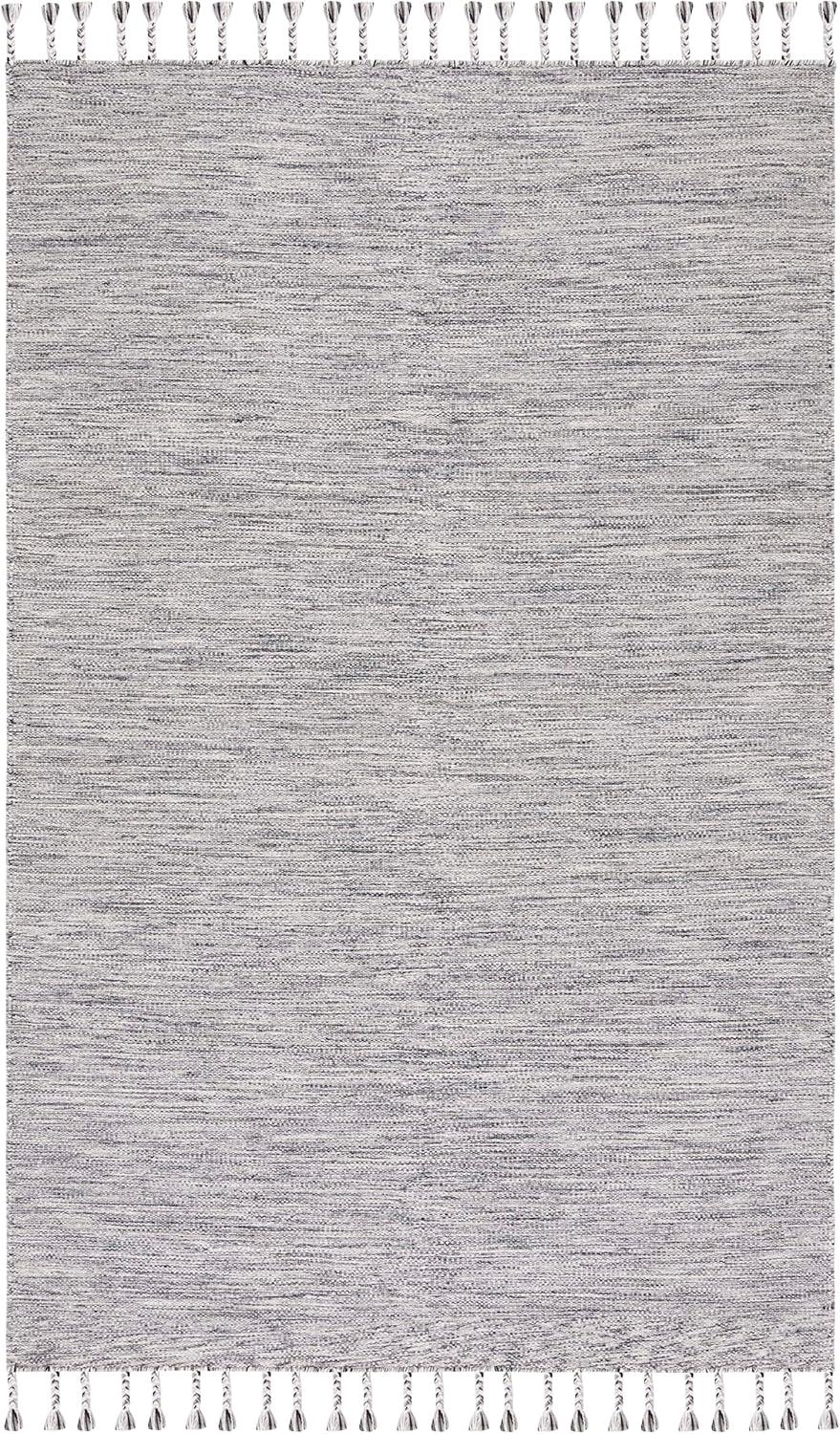 Dhurries DHU801 Hand Loomed Area Rug - Dark Grey/Beige - 5'x8' - Safavieh.
