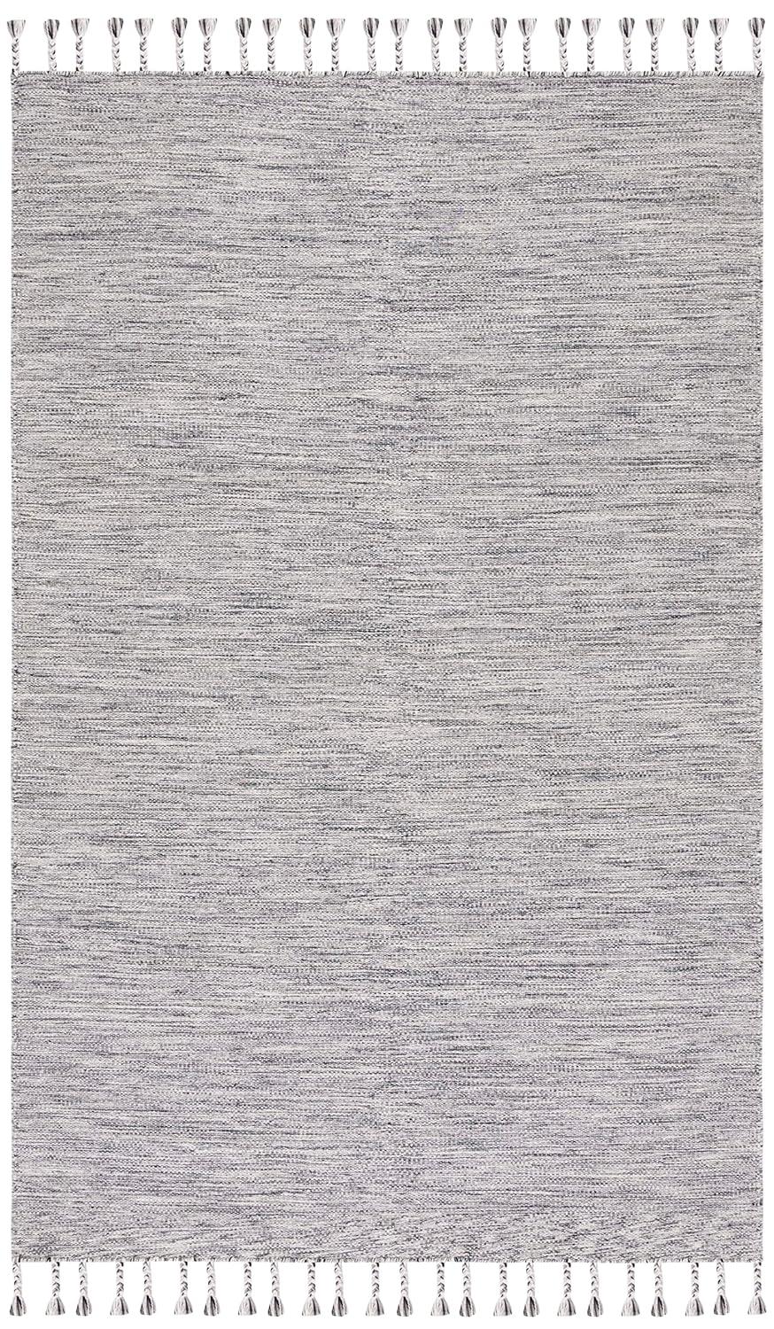 Dhurries DHU801 Hand Loomed Area Rug - Dark Grey/Beige - 5'x8' - Safavieh.