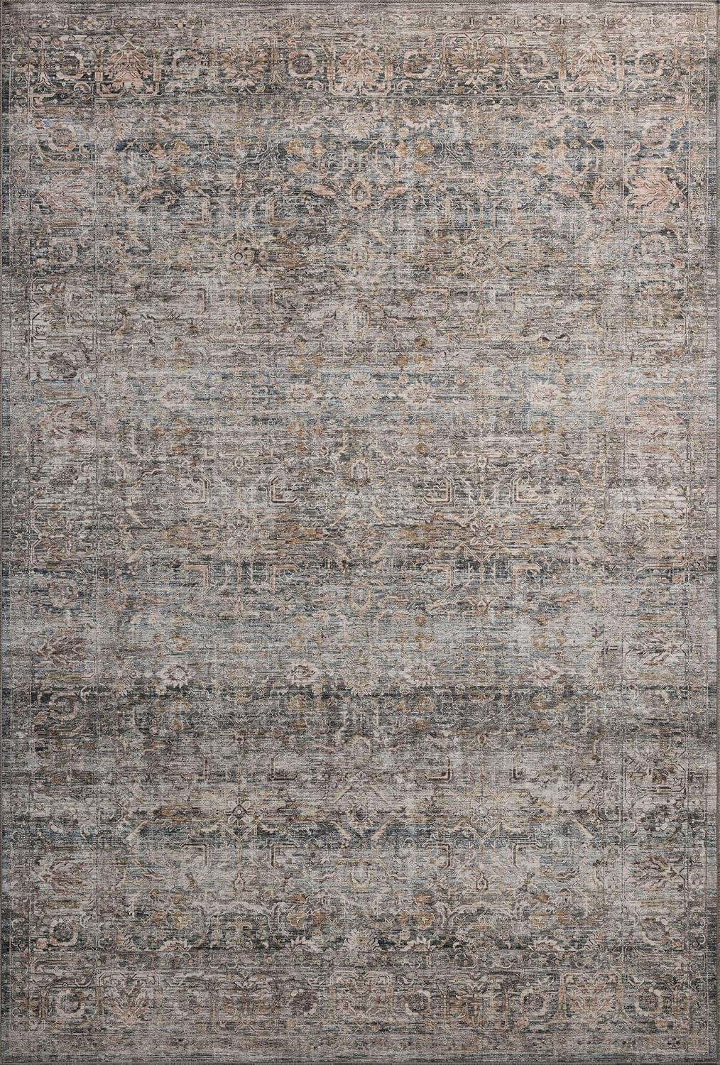 Amber Lewis Dove and Gold Geometric Washable Area Rug 7'-6" x 9'-6"