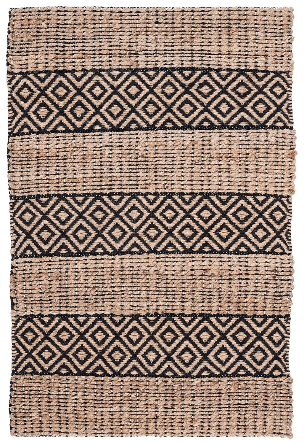Natural Fiber NFB653 Power Loomed Area Rug - Black/Natural - 3'x5' - Safavieh.