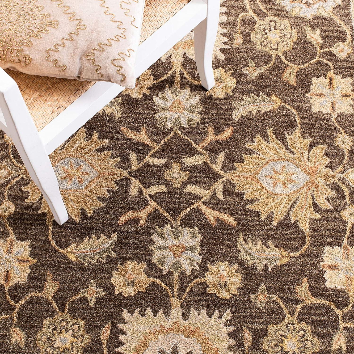 SAFAVIEH Anatolia Sherman Floral Wool Runner Rug, Brown/Taupe, 2'3" x 8'