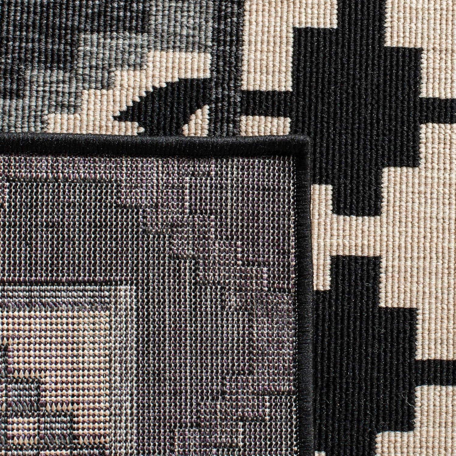 Veranda VER096 Power Loomed Indoor/Outdoor Accent Rug - Black/Beige - 2'7"x5' - Safavieh