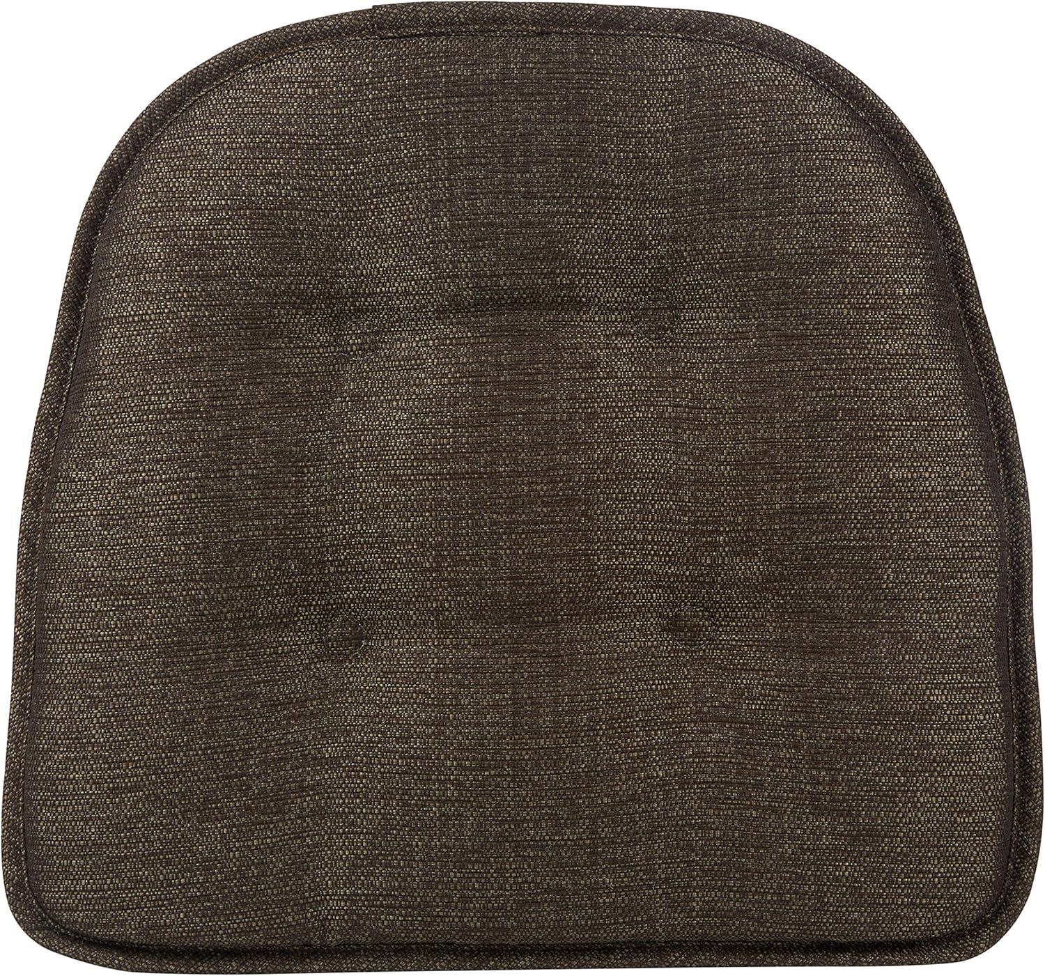 Non-Slip Tufted Chair Cushions for Dining Room, Kitchen and Office Use, U-Shaped Skid-Proof Seat Pad, 15x16 Inches, 4 Pack, Chestnut