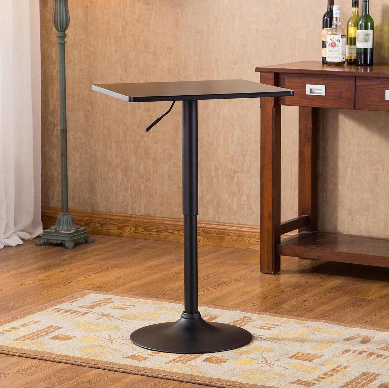 Roundhill Furniture Belham Black Square Adjustable Metal Base Bar Table
