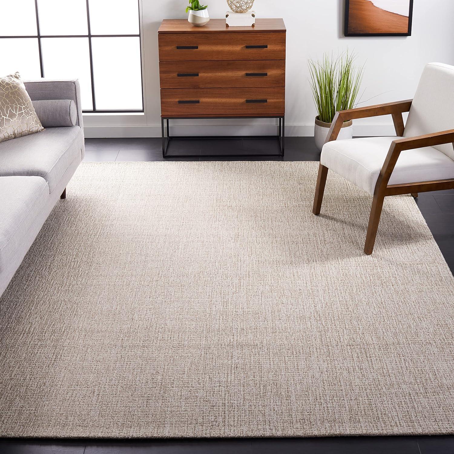 SAFAVIEH Abstract Delia Geometric Wool Area Rug, Ivory/Grey, 9' x 12'