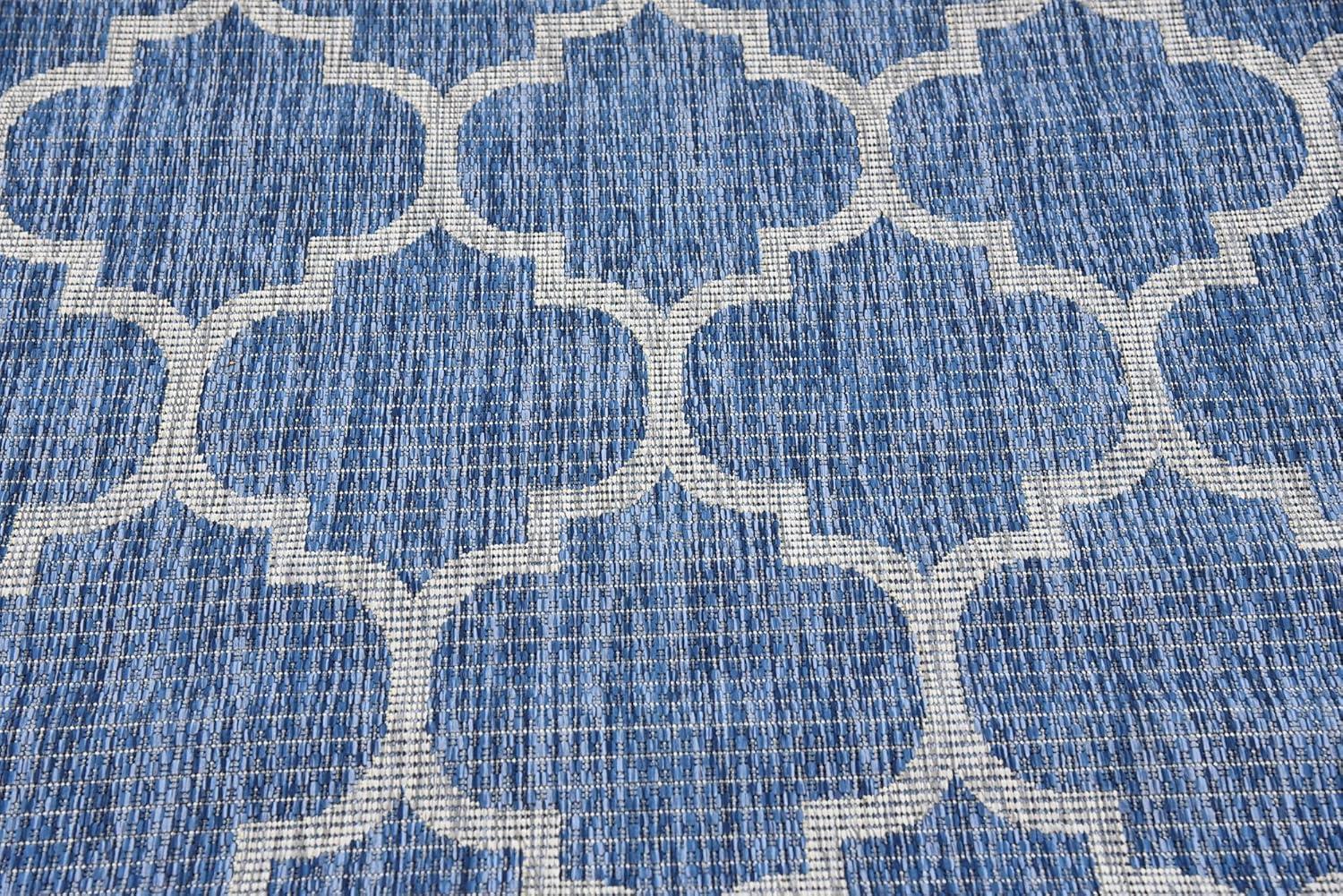 Unique Loom 5' 3 x 8' 0 Rectangle Indoor/Outdoor Trellis Navy Blue Area Rug
