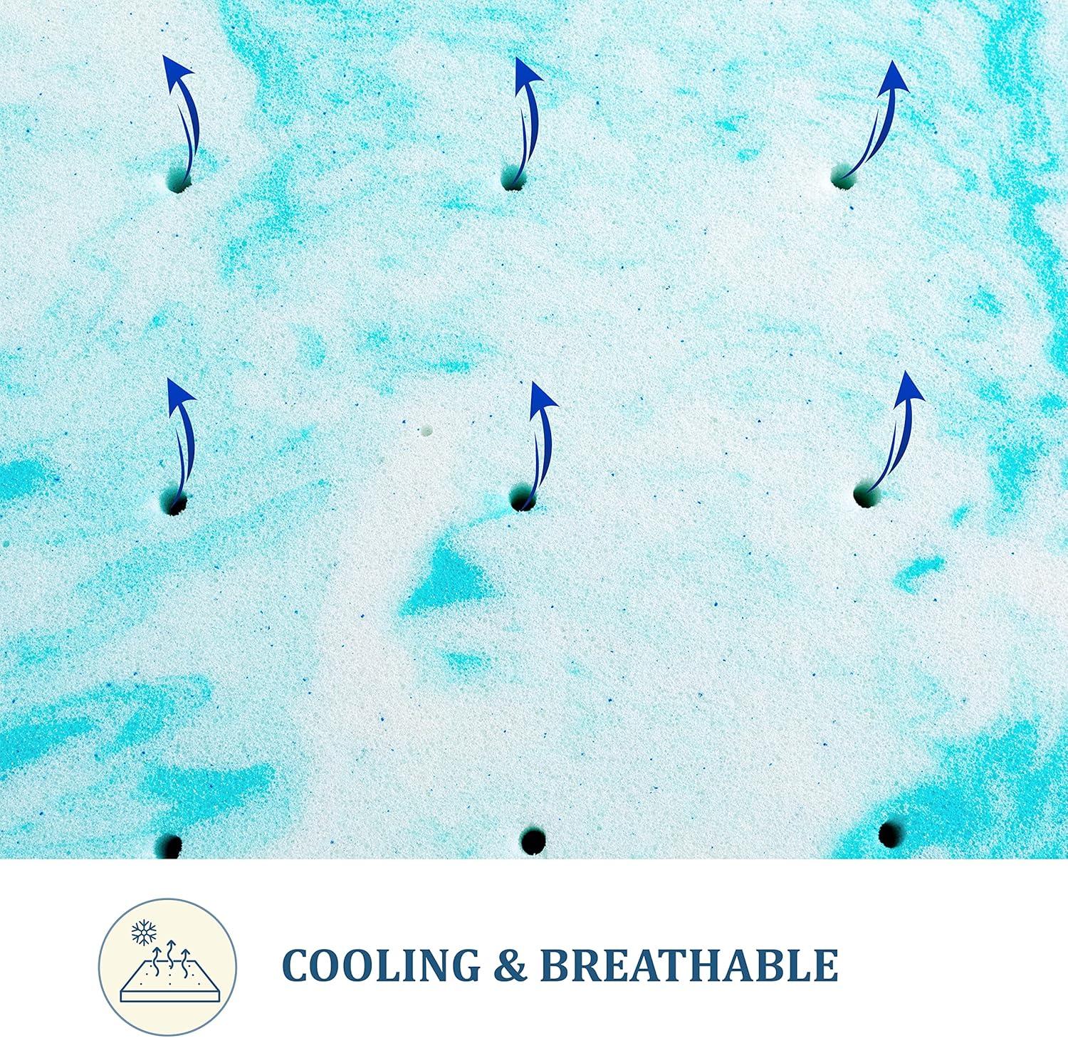 Bestier 4" Ventilated Liquid Gel Memory Foam Cooling Mattress Topper—Queen