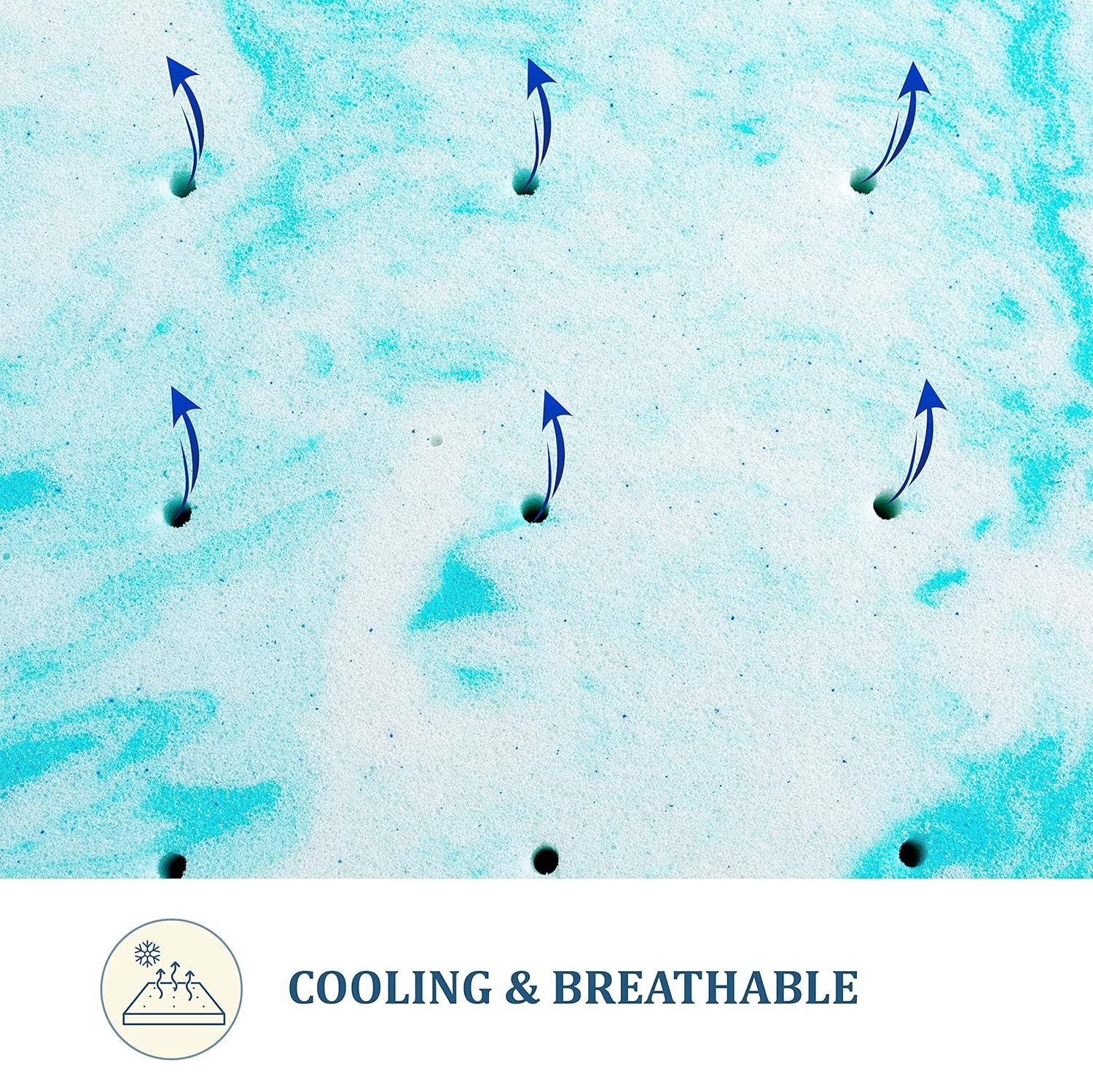 Bestier 4" Ventilated Liquid Gel Memory Foam Cooling Mattress Topper—Queen