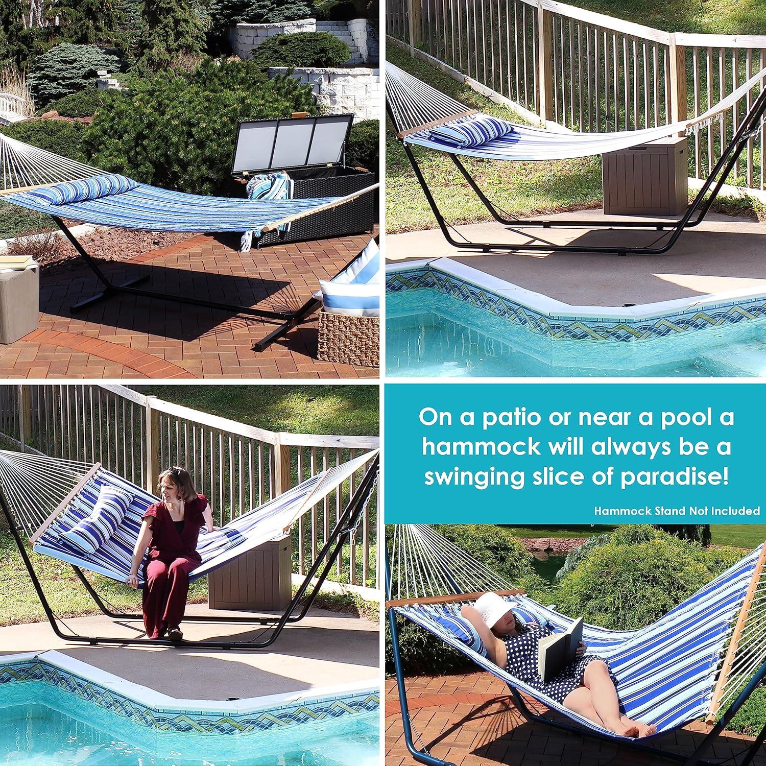 2-Person Quilted Polyester Spreader Bar Hammock