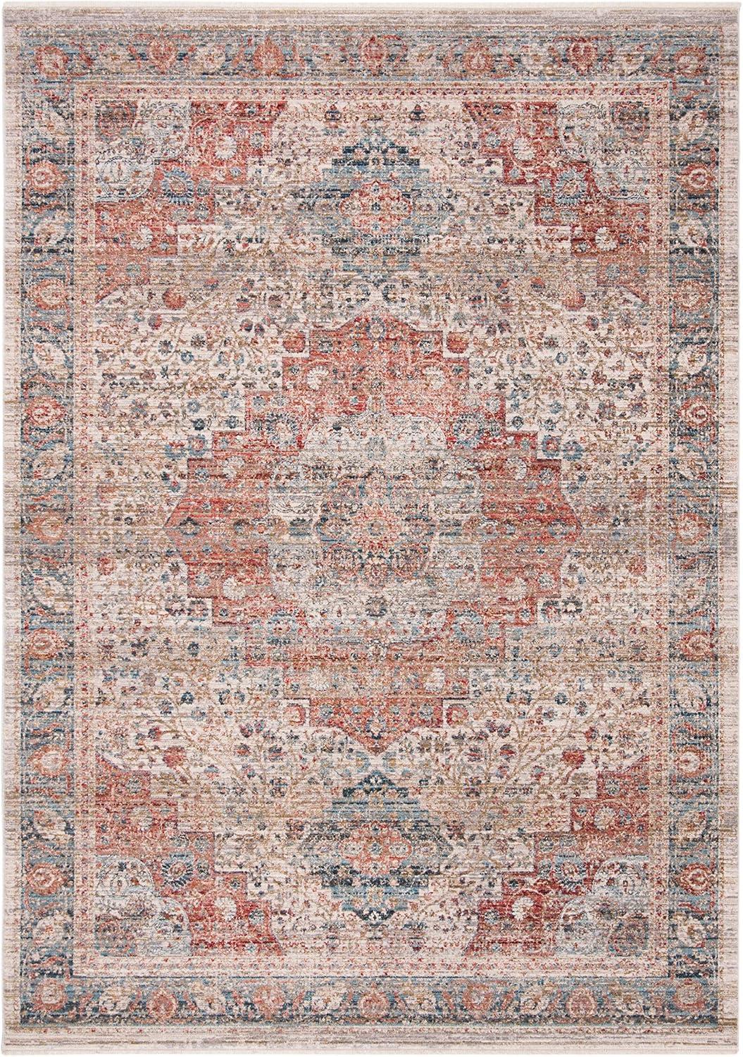 Ivory and Pink 10' x 14' Synthetic Medallion Rug