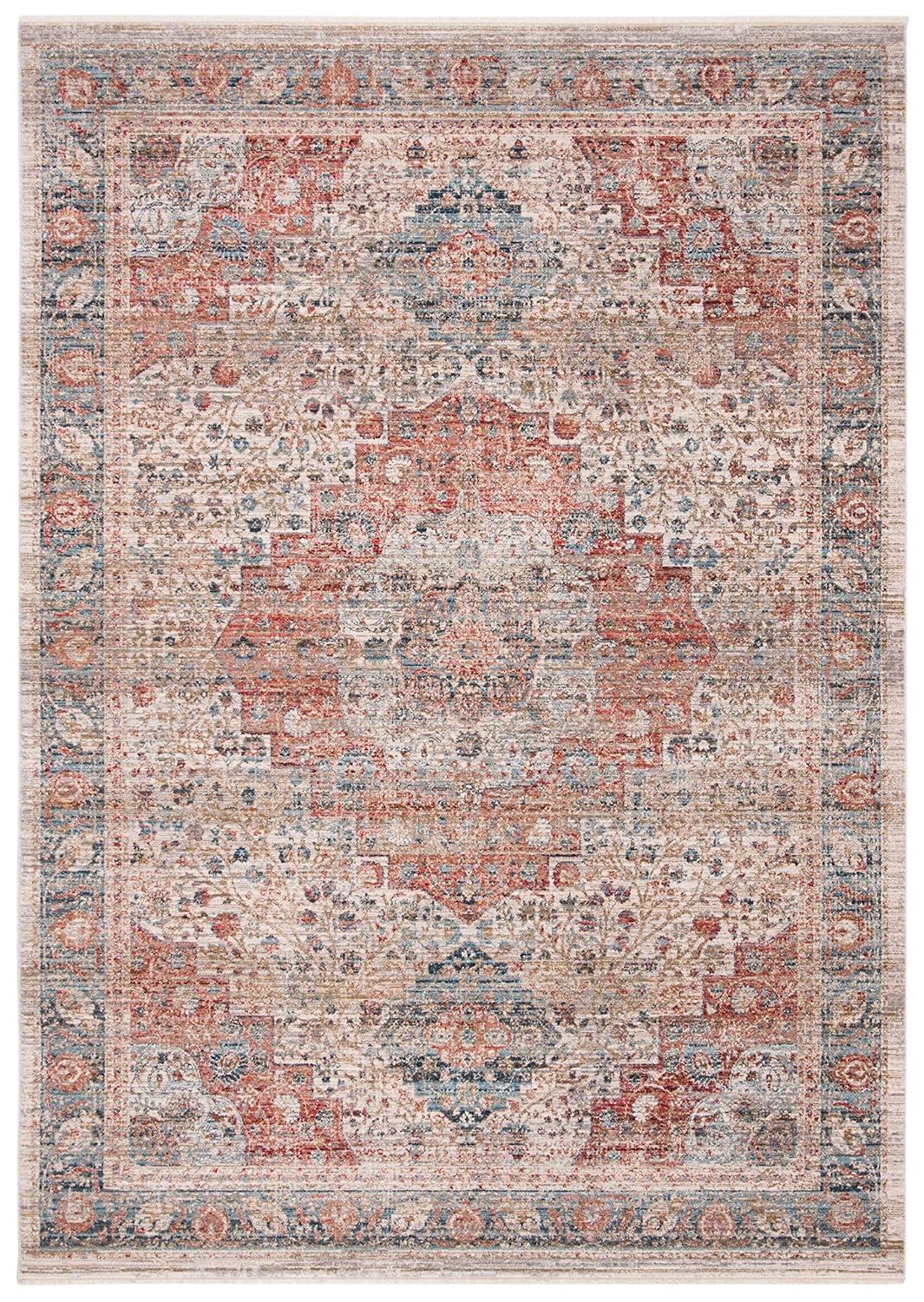 Ivory and Pink 10' x 14' Synthetic Medallion Rug