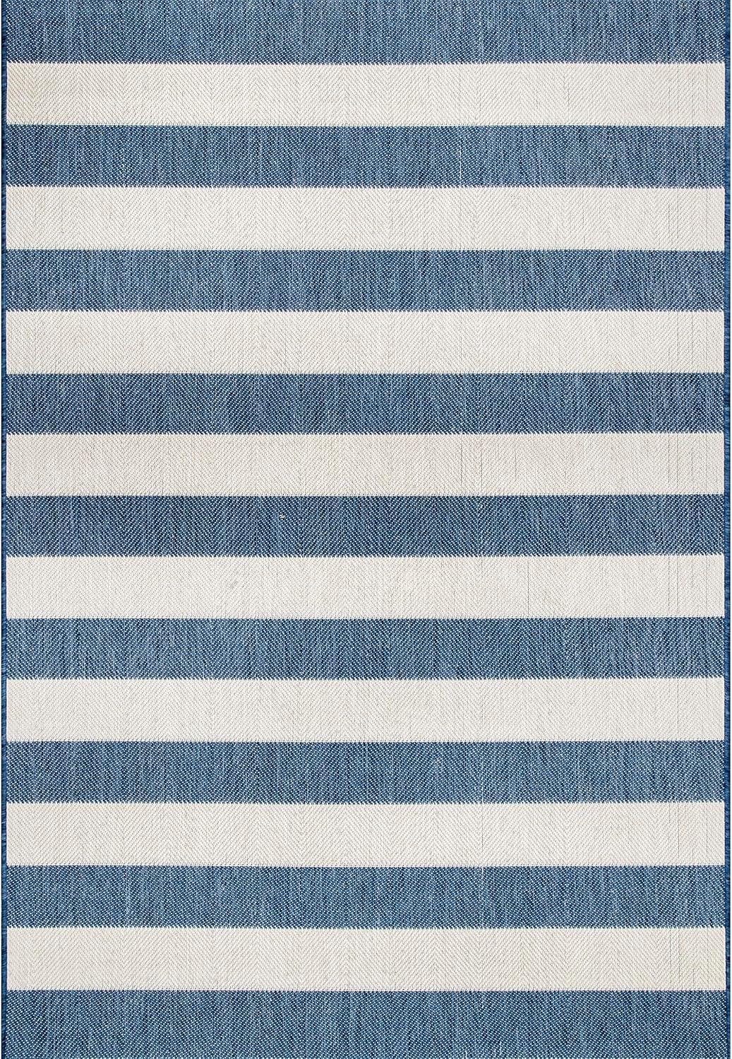Nuloom Alexis Striped 3x5 Indoor/Outdoor Accent Rug for Living Room Patio Deck Front Porch Entryway Kitchen, Blue/Ivory