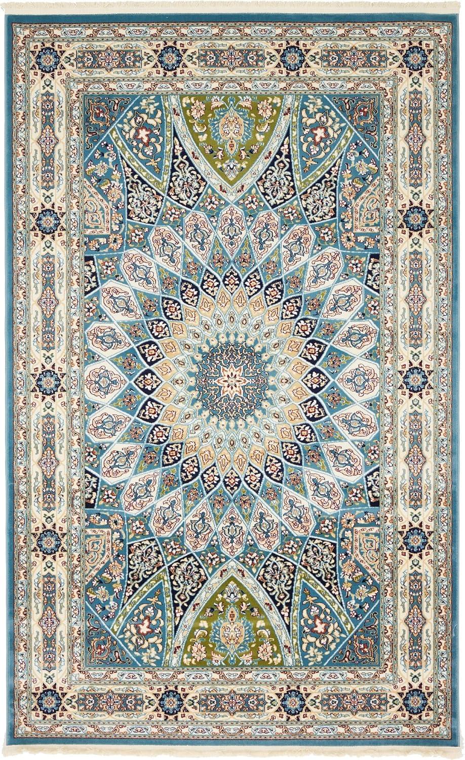 Handmade Tufted Floral Blue Synthetic 8' x 10' Rectangular Rug