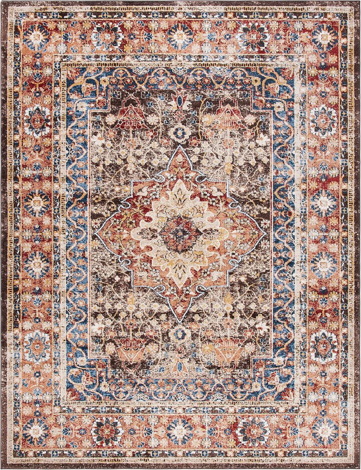 SAFAVIEH Bijar Orval Faded Traditional Area Rug, Brown/Rust, 6'7" x 9'