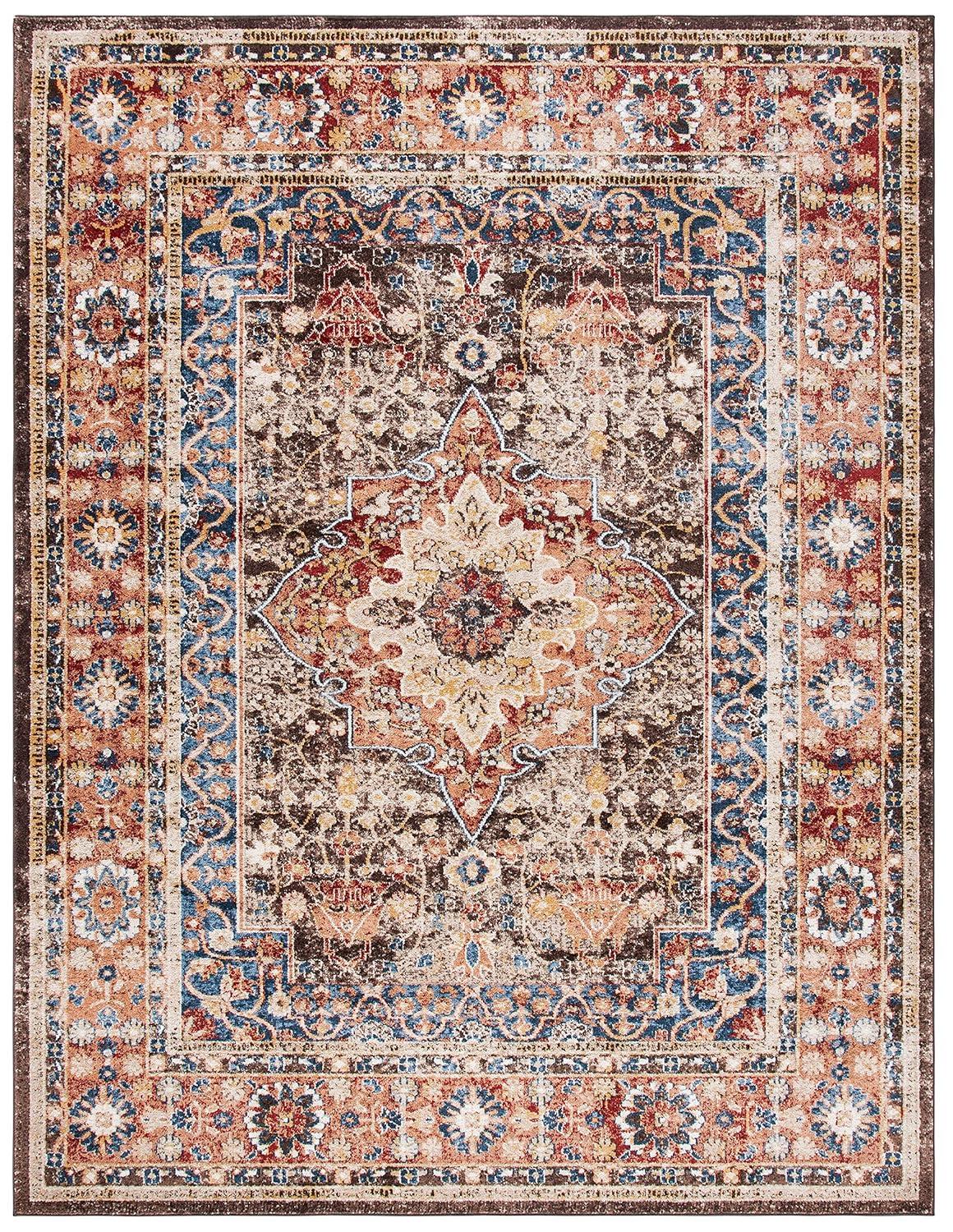 SAFAVIEH Bijar Orval Faded Traditional Area Rug, Brown/Rust, 6'7" x 9'