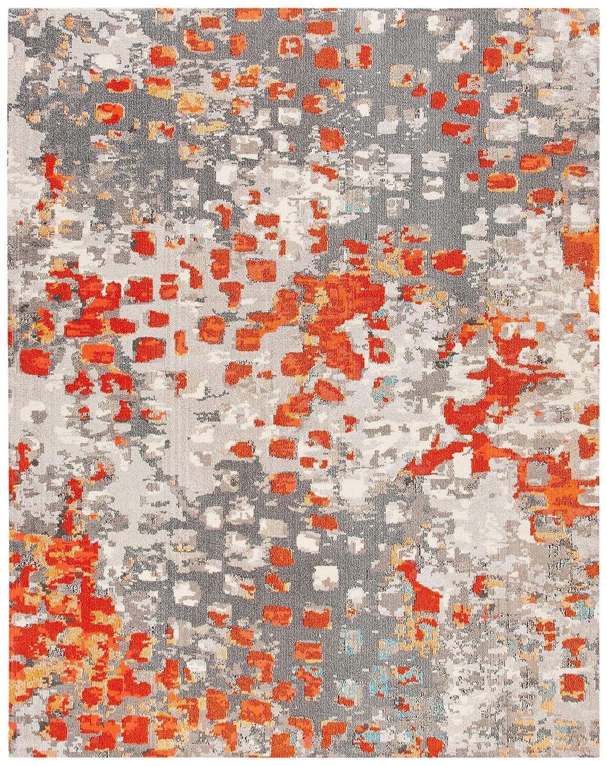 Madison MAD425 Power Loomed Indoor Area Rug - Grey/Orange - 9'x12' - Safavieh
