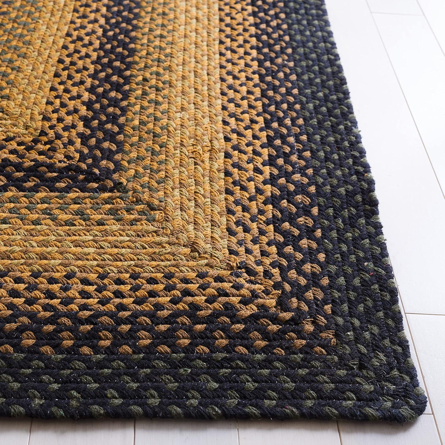 Braided BRD651 Flat Weave Indoor Area Rug - Gold/Sage - 4'x6' - Safavieh