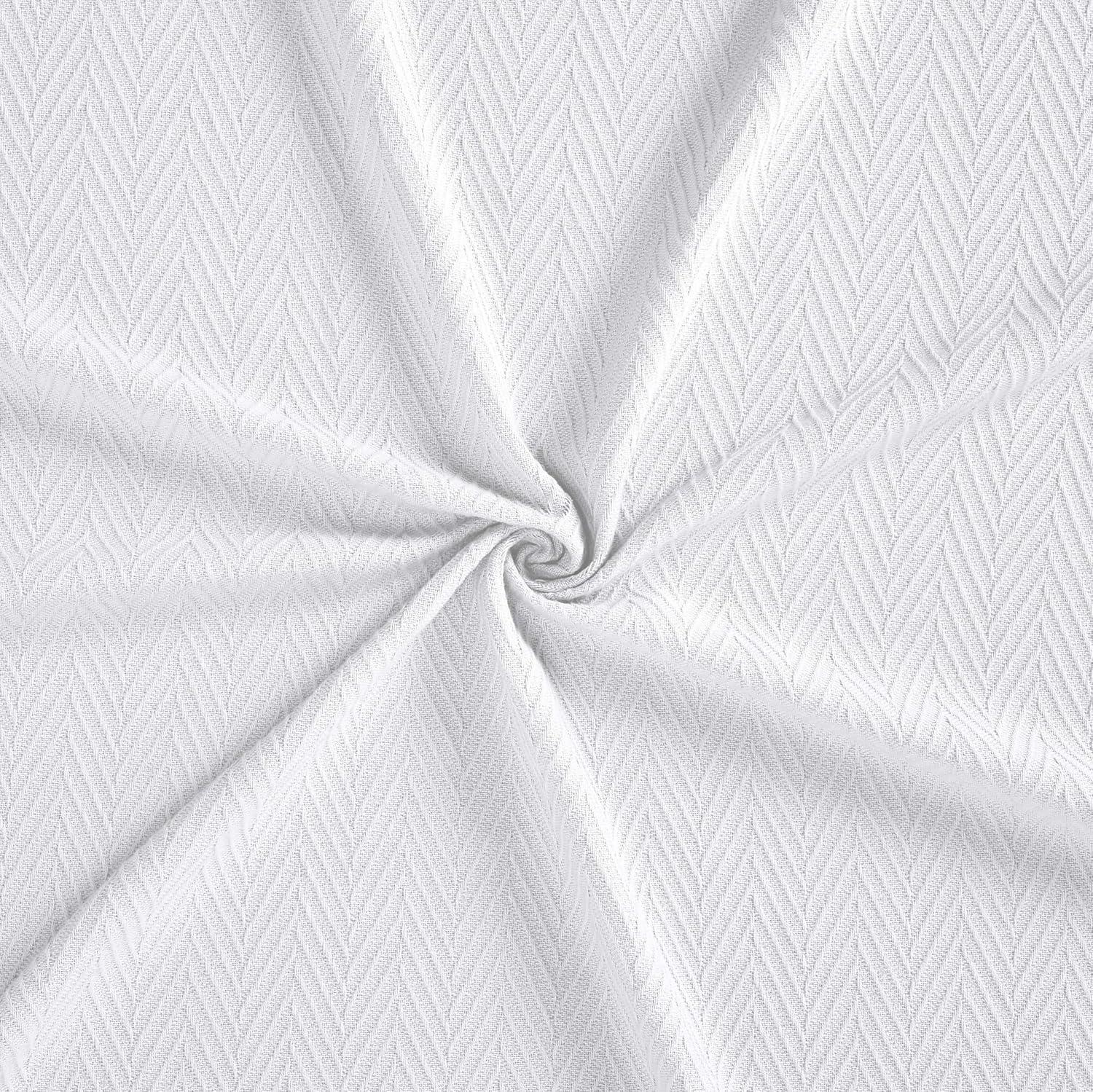 Superior Dobbyweave Knit Cotton Blanket, All Season Bed Blanket, Full/Queen 88" x 100", White